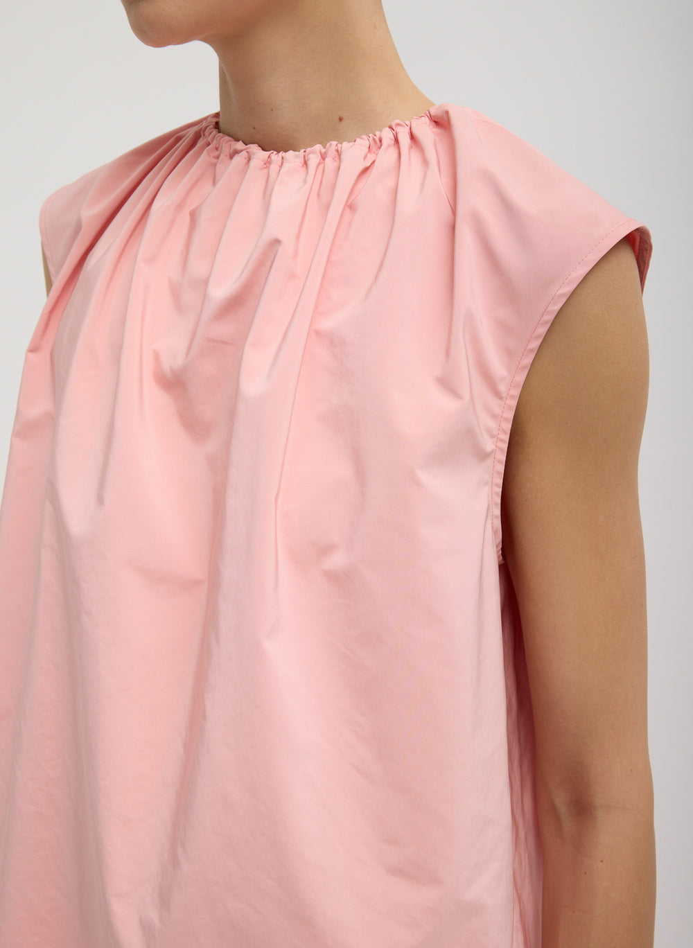 Tibi-Nylon Shirred Neck Top - Pink-Tops-Boboli-Vancouver-Canada