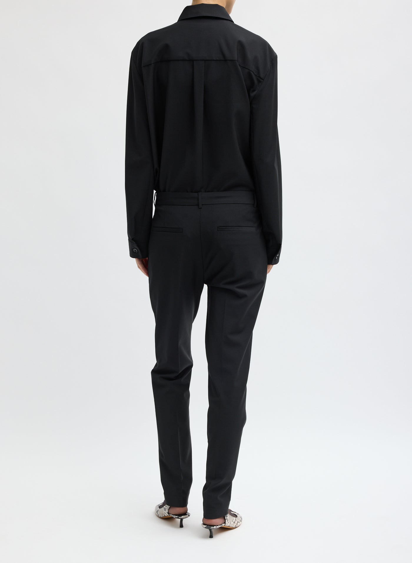 Tibi-Recycled Tropical Wool Marcus Slim Trouser - Black-Pants-Boboli-Vancouver-Canada