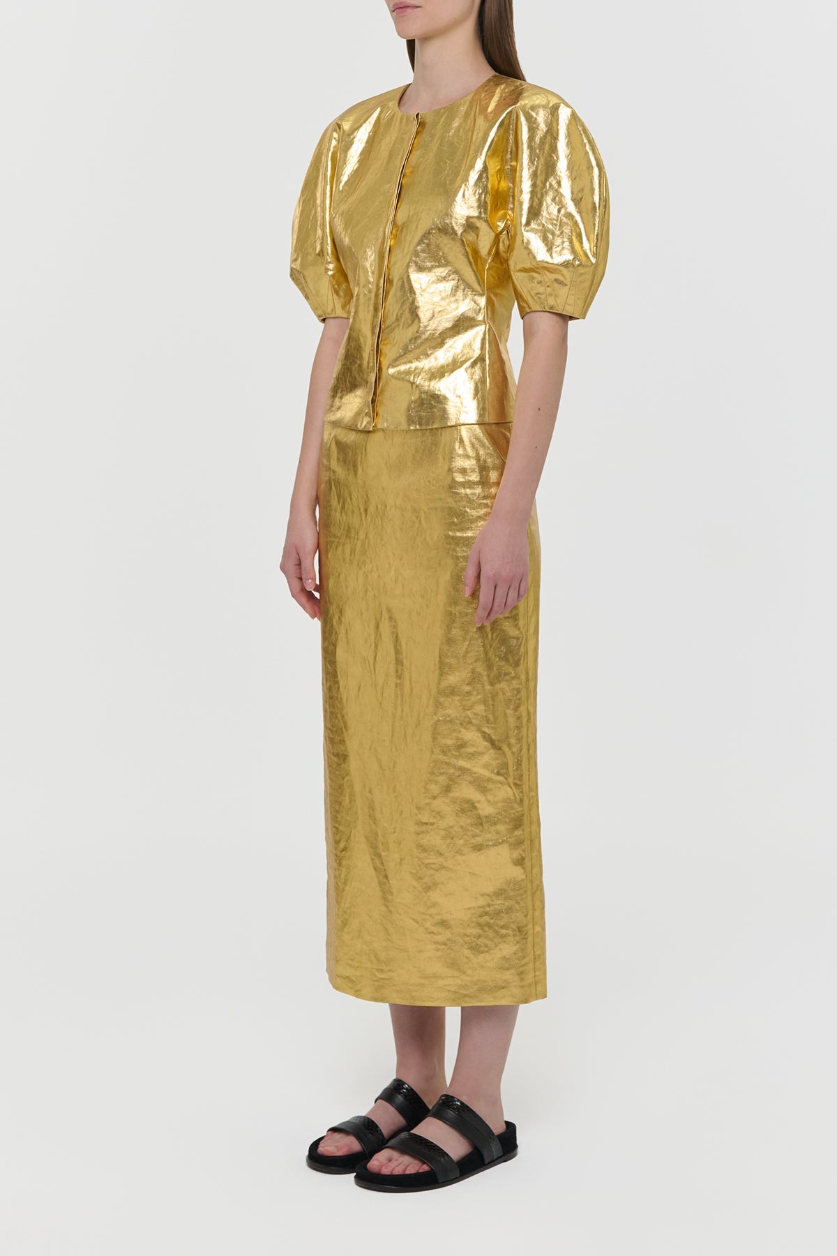 Gabriela Hearst-Manuela Skirt - Gold-Skirts-Boboli-Vancouver-Canada
