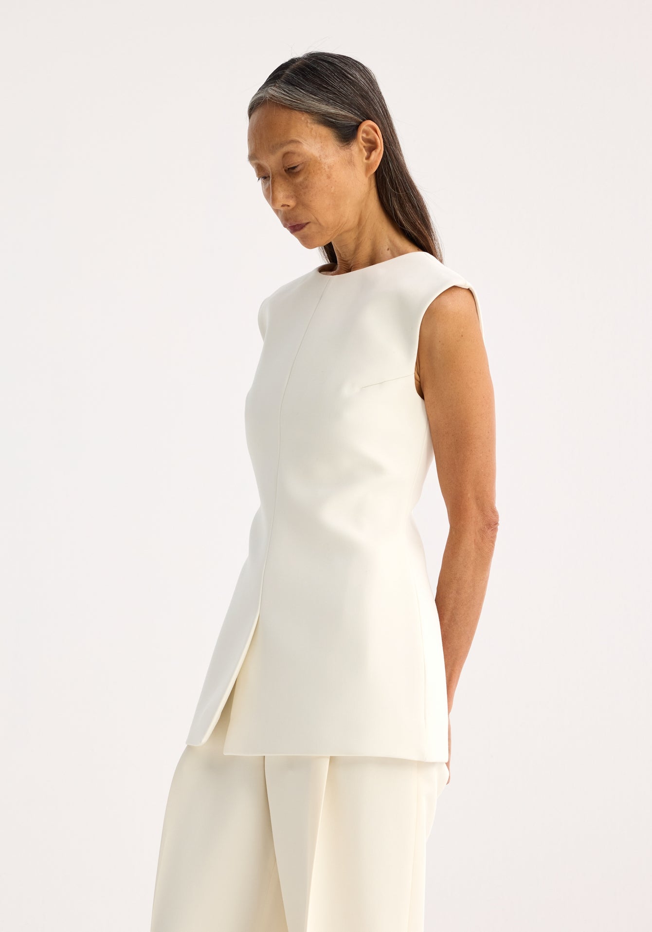 Sculptural Open Back Top - Cream