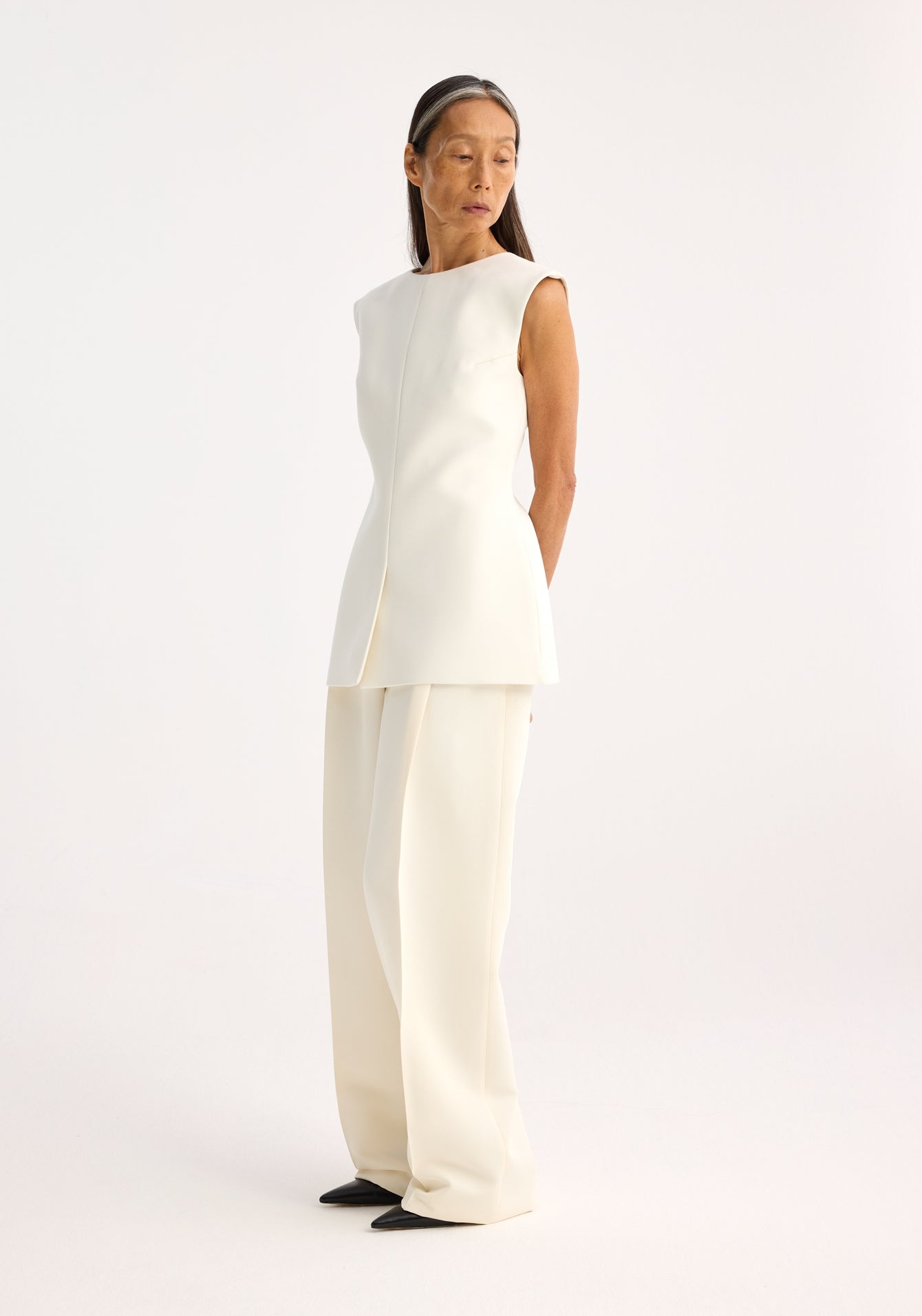 Sculptural Open Back Top - Cream