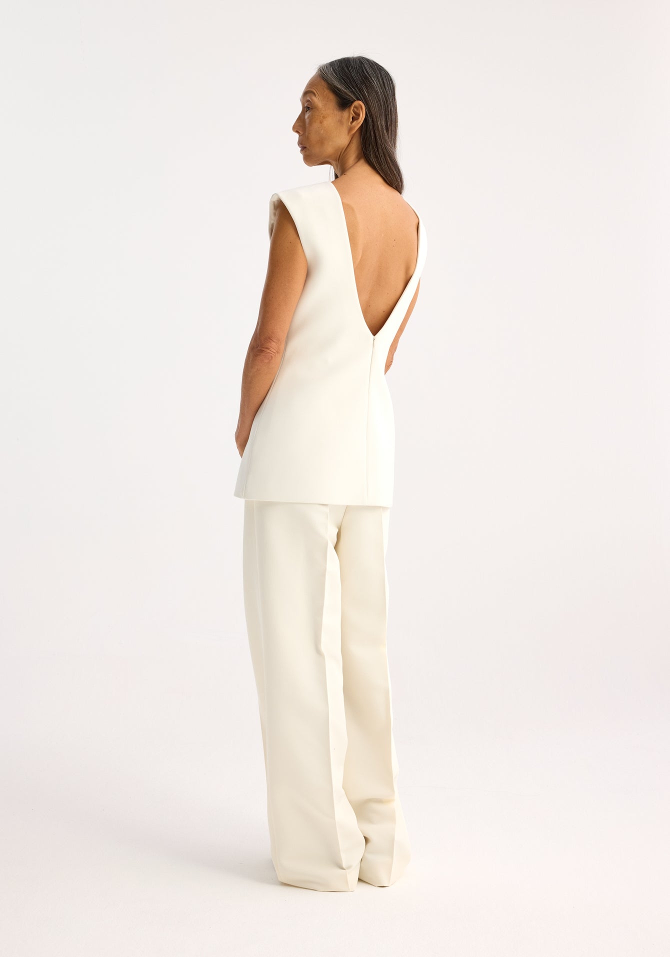 Sculptural Open Back Top - Cream