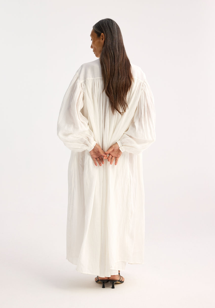 Pleated Ramie Dress - Optic White