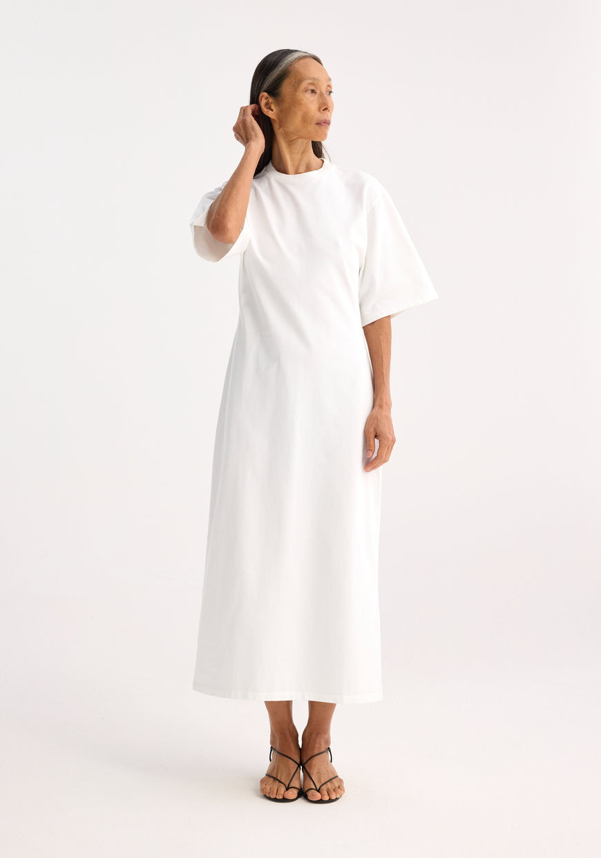 Jersey Fitted T-Shirt Dress - Optic White
