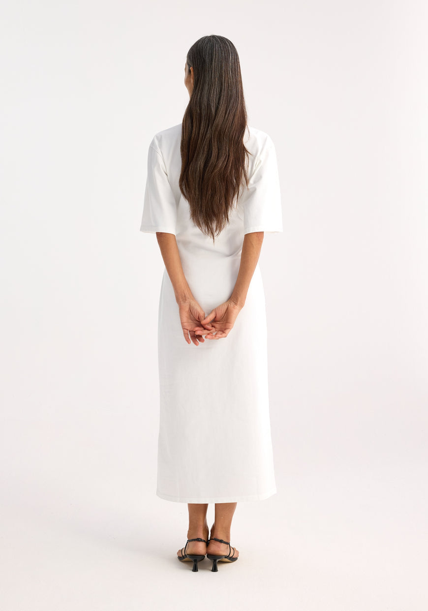 Jersey Fitted T-Shirt Dress - Optic White