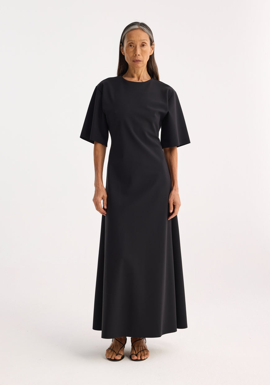 Minimal Scuba Crew Neck Dress - Black