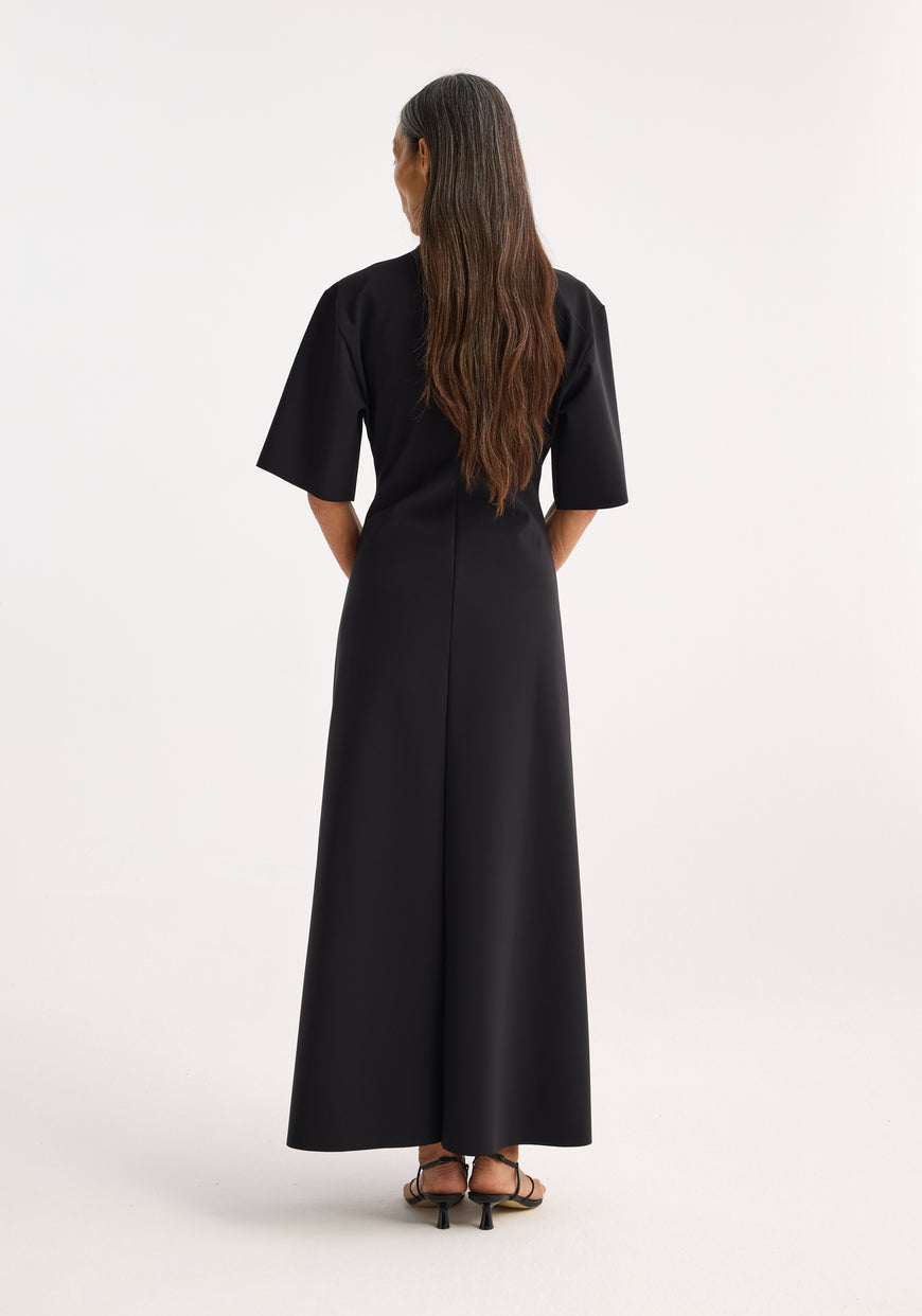 Minimal Scuba Crew Neck Dress - Black