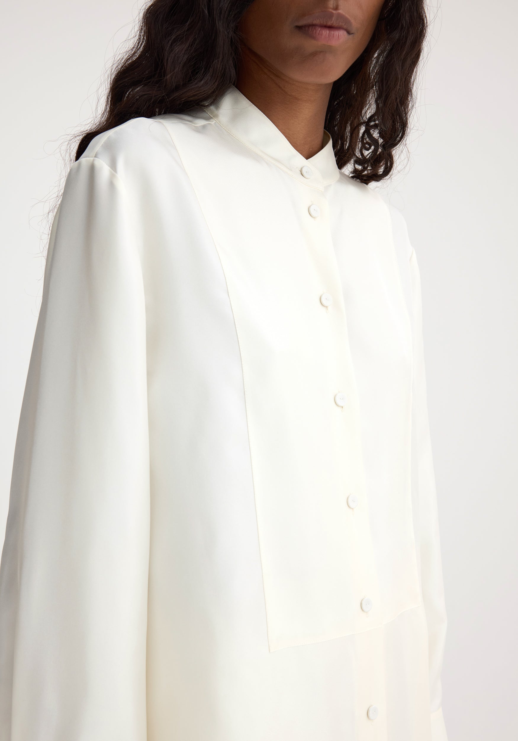 Silk Tuxedo Shirt - Cream