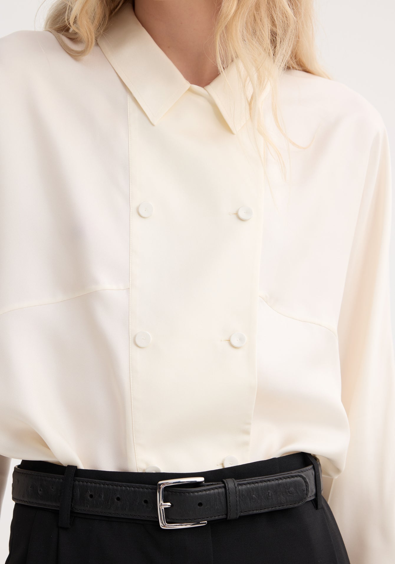 Rohe-Relaxed Fit Button Down Top - Cream-Tops-Boboli-Vancouver-Canada