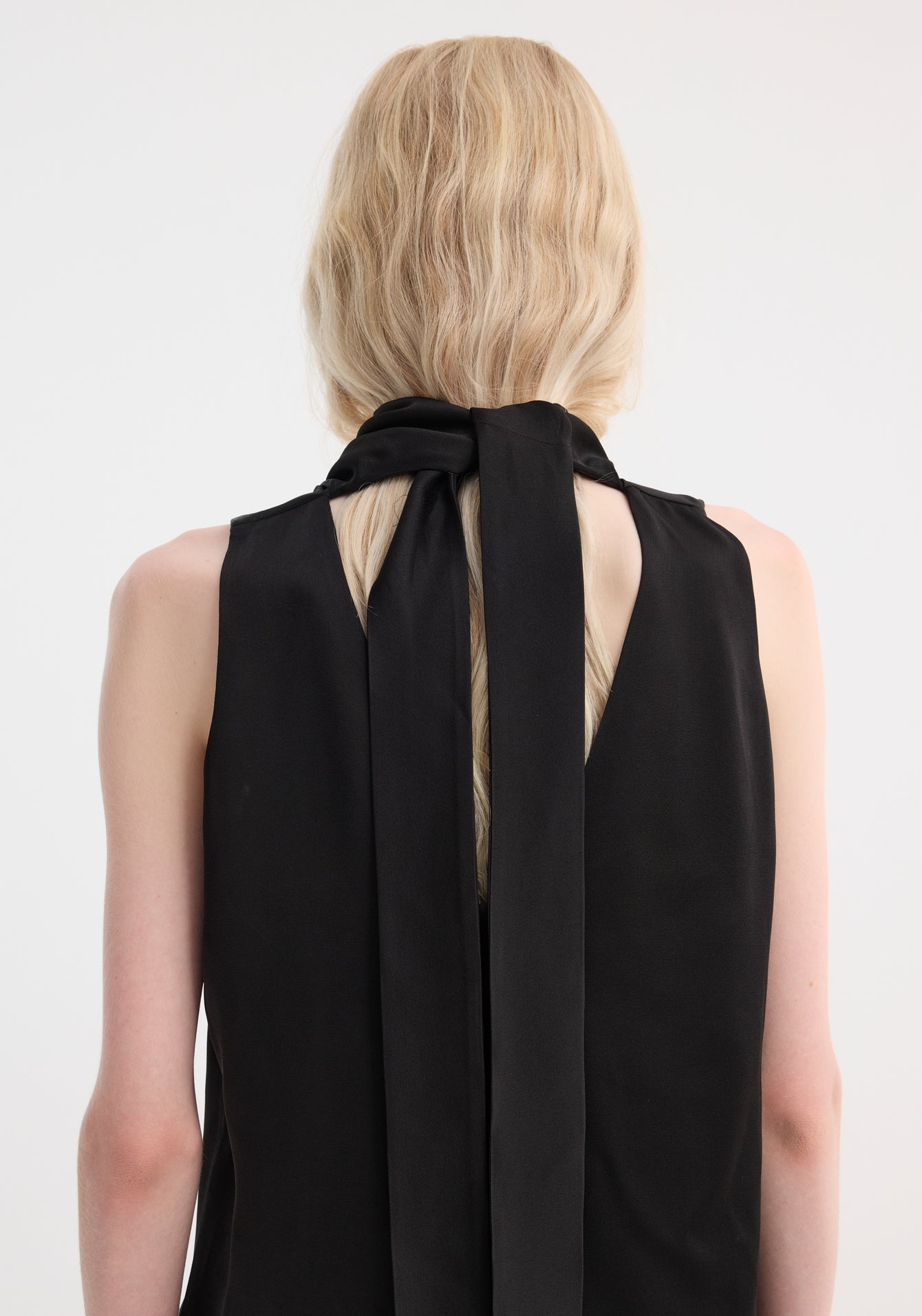 Rohe-Sleeveless Drape Satin Top - Black-Tops-Boboli-Vancouver-Canada