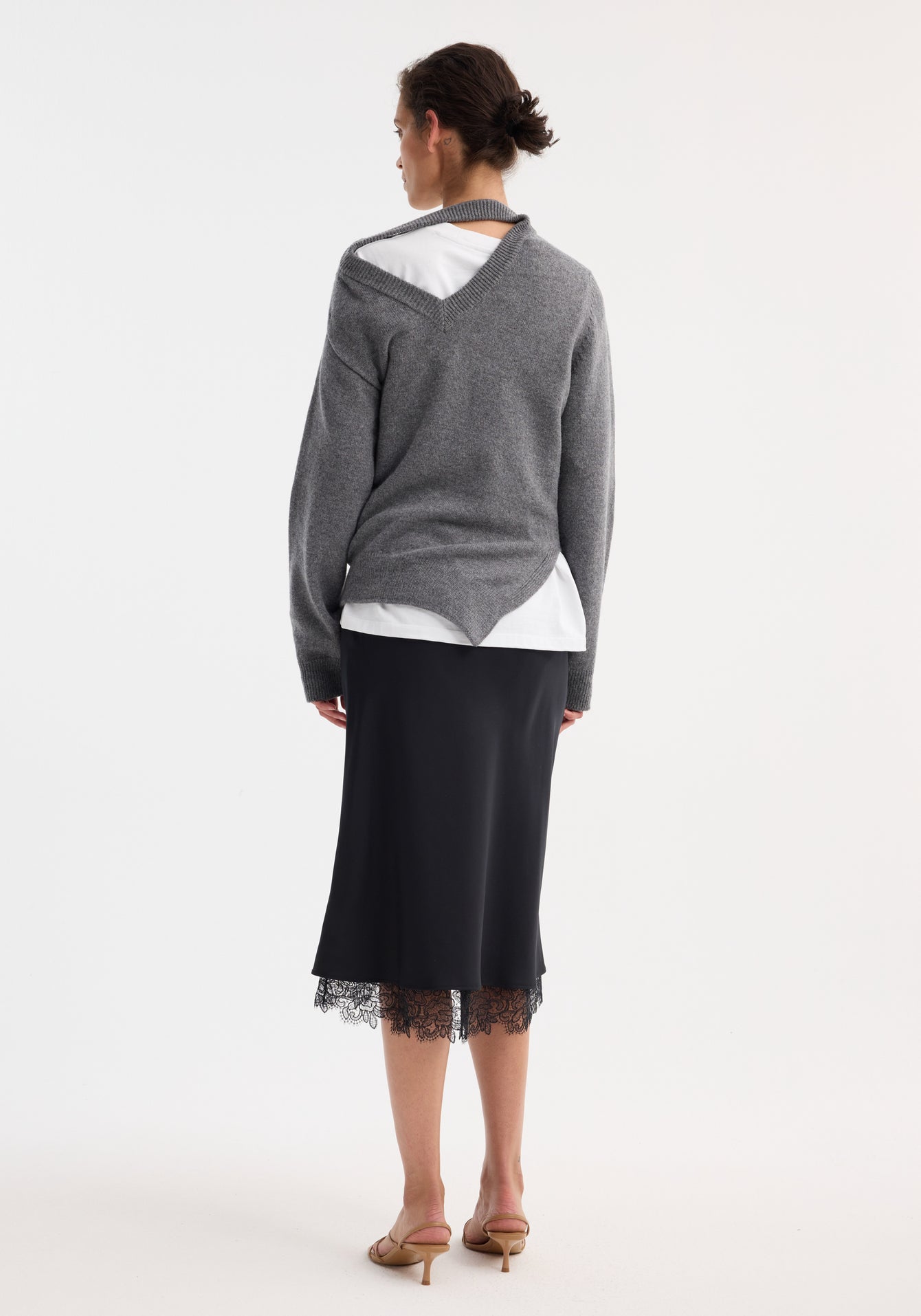 Rohe-Two-way Deconstructed Jumper - Mid Grey Melange-Sweaters-Boboli-Vancouver-Canada