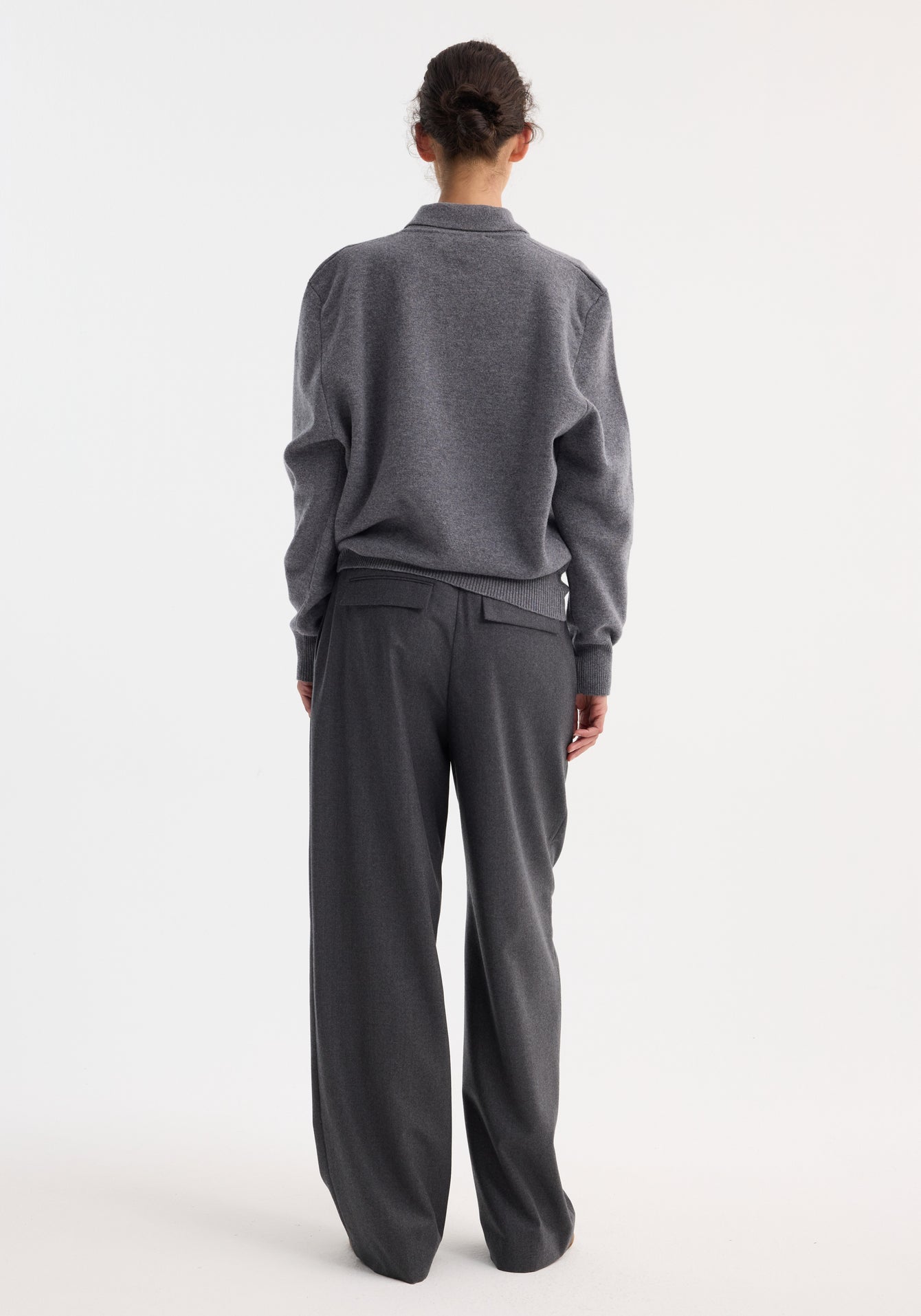 Rohe-Compact Knitted Polo - Mid Grey Melange-Shirts-Boboli-Vancouver-Canada