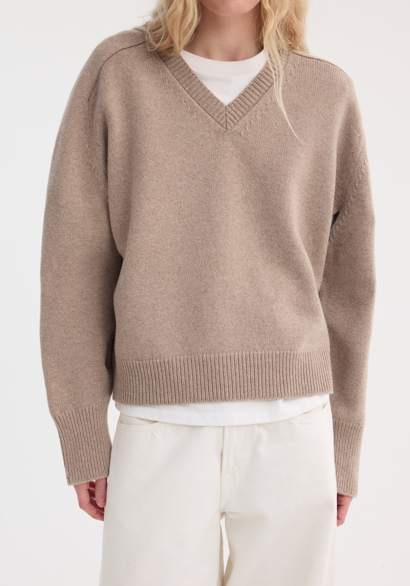 Rohe-Sleeve Wrap Jumper - Taupe Melange-Sweaters-Boboli-Vancouver-Canada