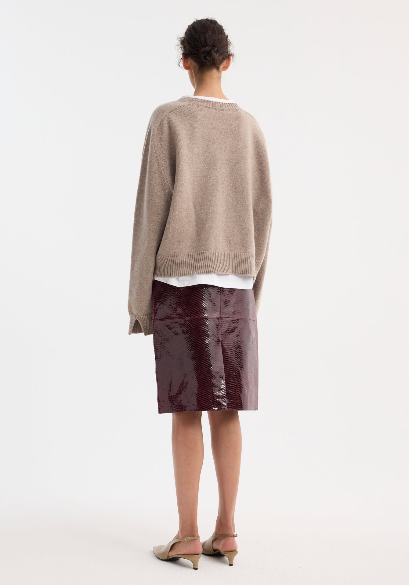 Rohe-Snake Leather Skirt - Burgundy Snake-Skirts-Boboli-Vancouver-Canada