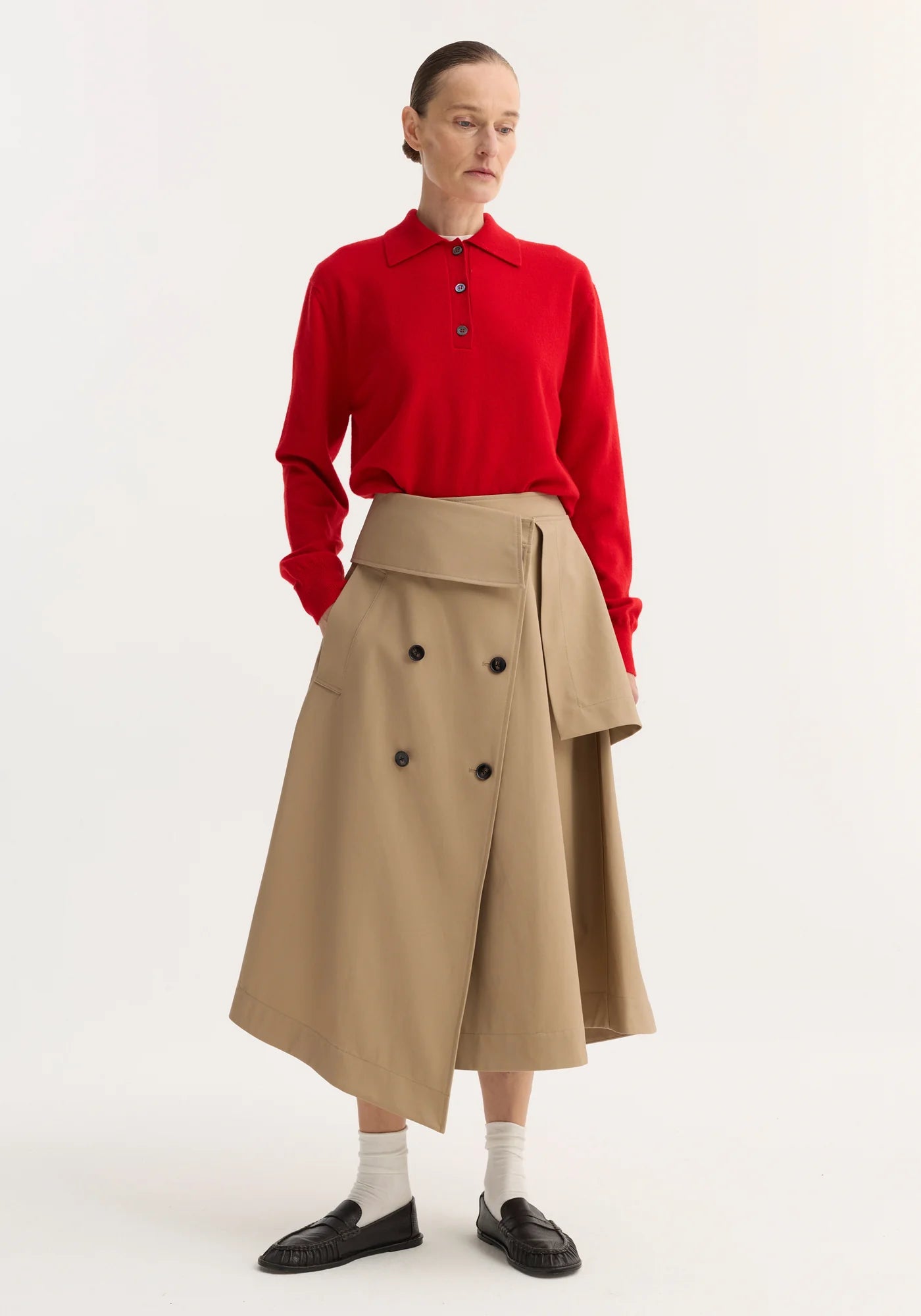 Deconstructed Trench Skirt - Sand