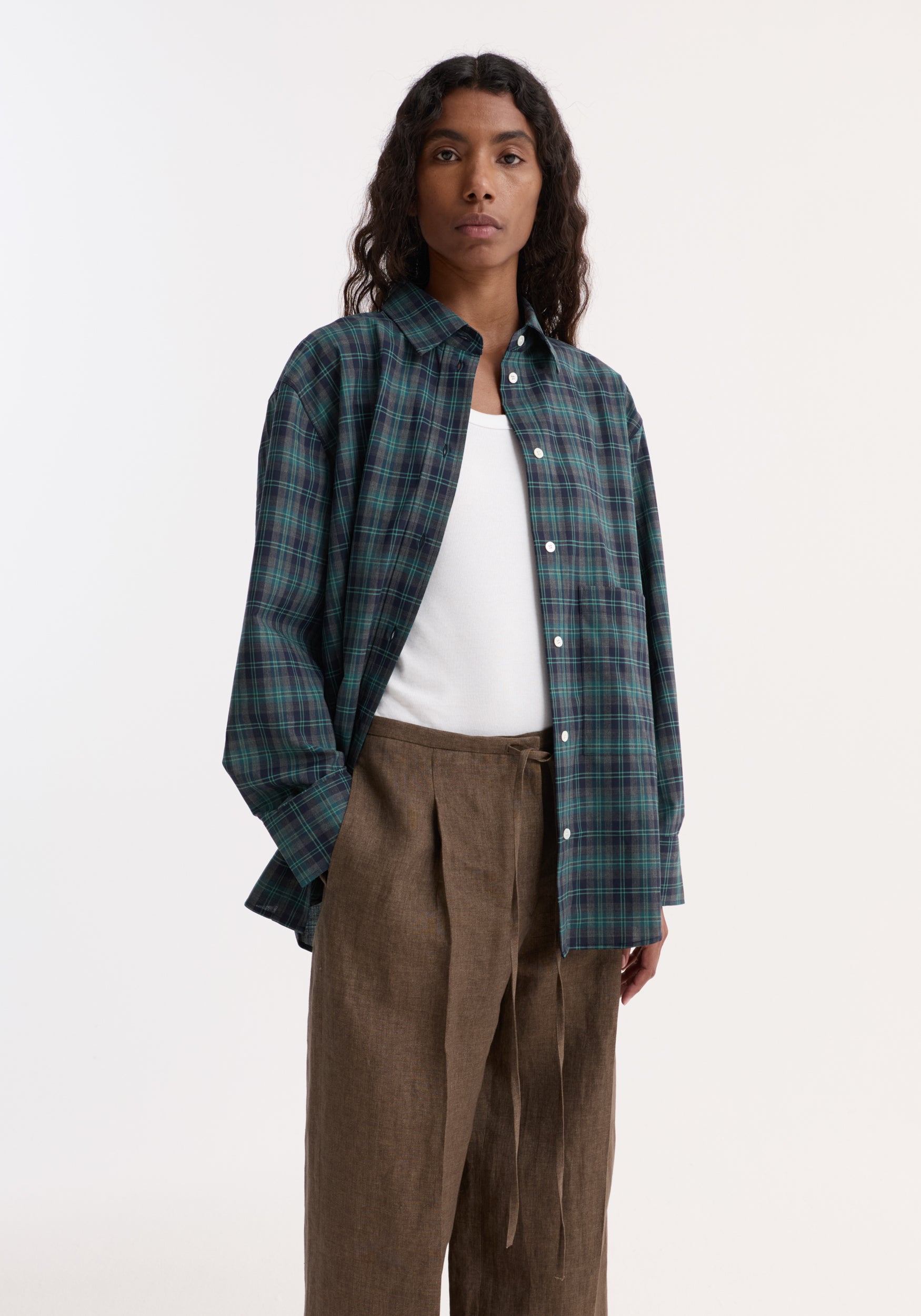 Rohe-Oversized Check Shirt - Retro Green-Shirts-Boboli-Vancouver-Canada