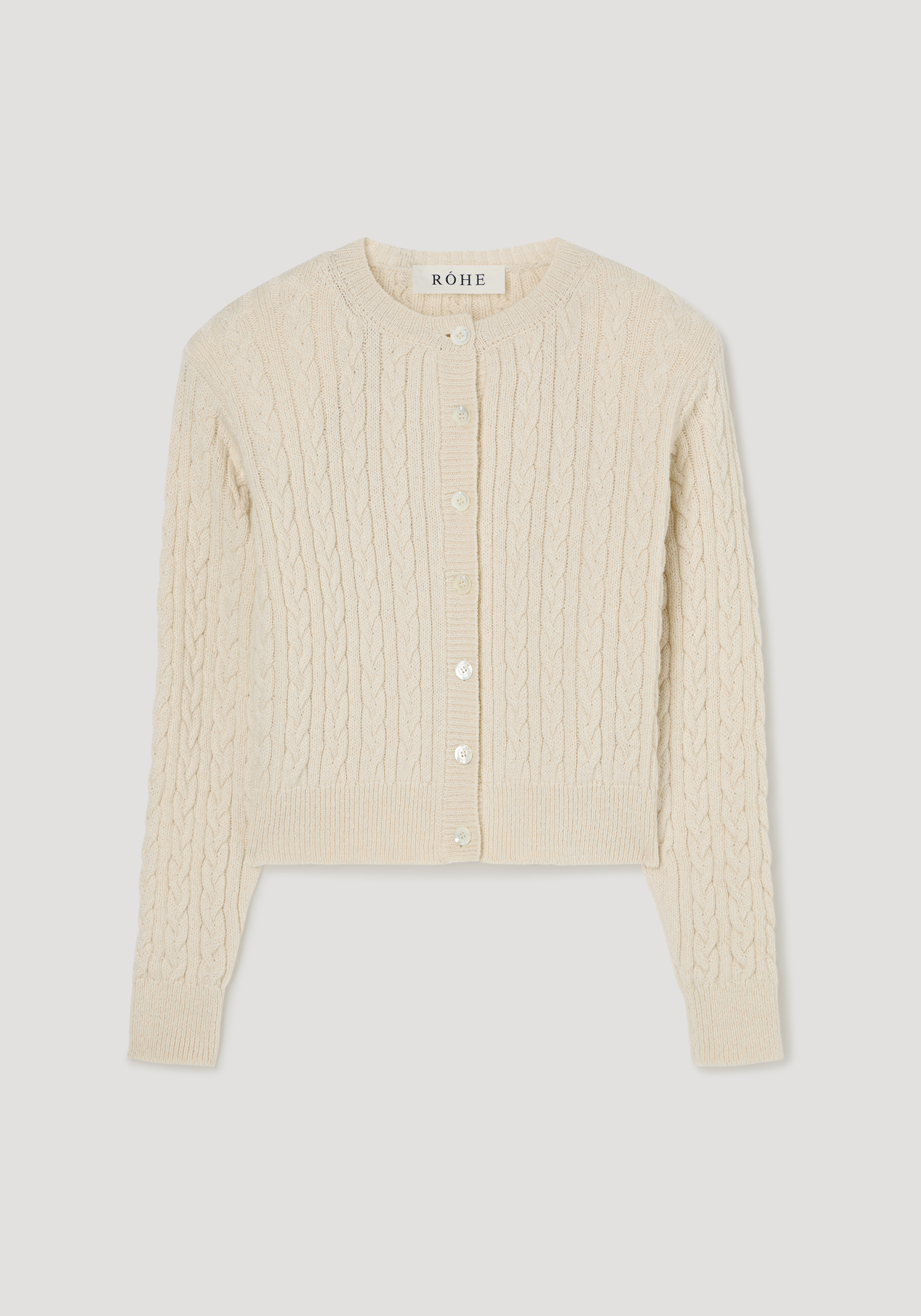 Rohe-Fine Merino Cable Cardigan - Cream-Cardigans-Boboli-Vancouver-Canada