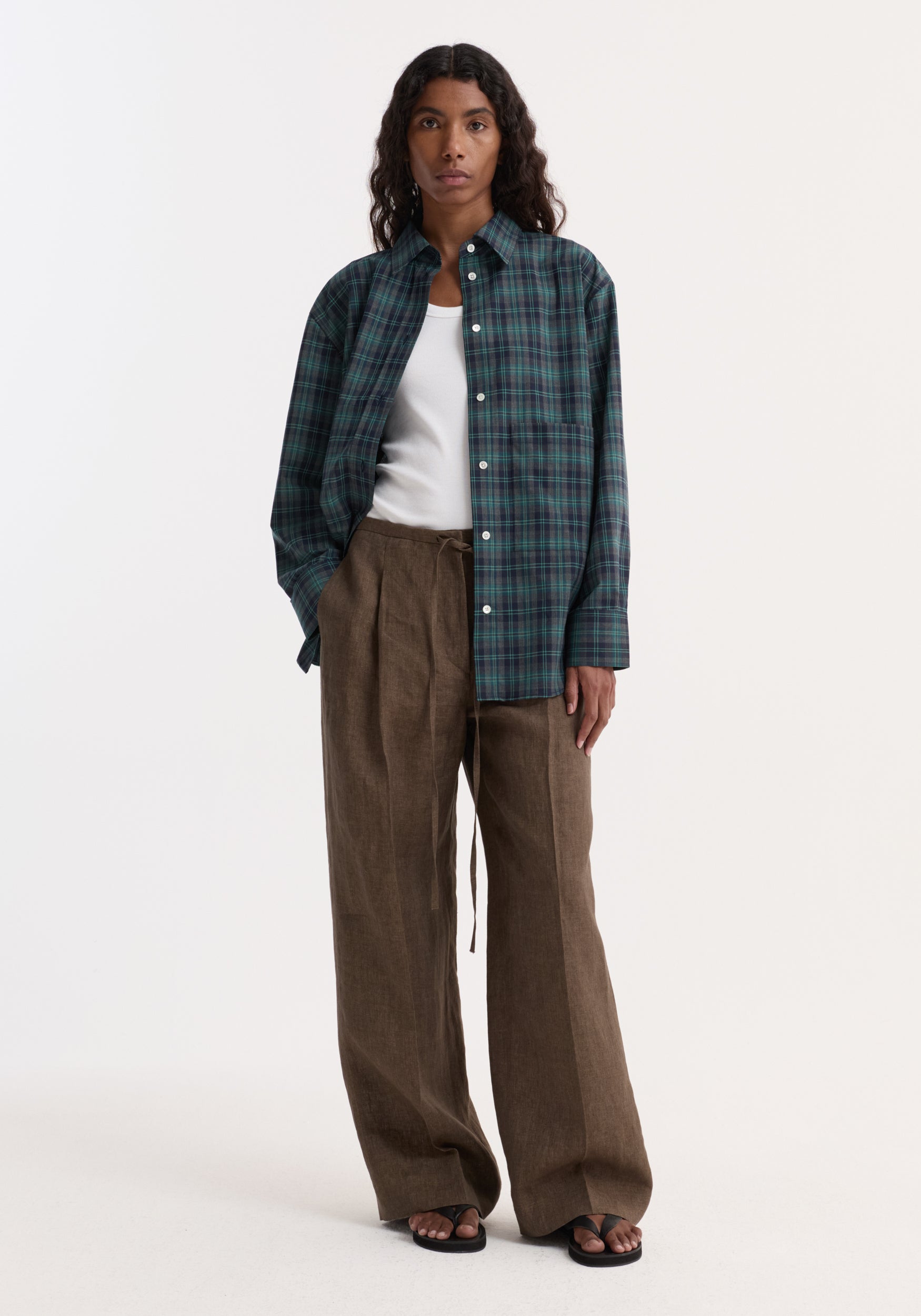 Rohe-Relaxed Drawstring Trousers - Brown Melange-Pants-Boboli-Vancouver-Canada