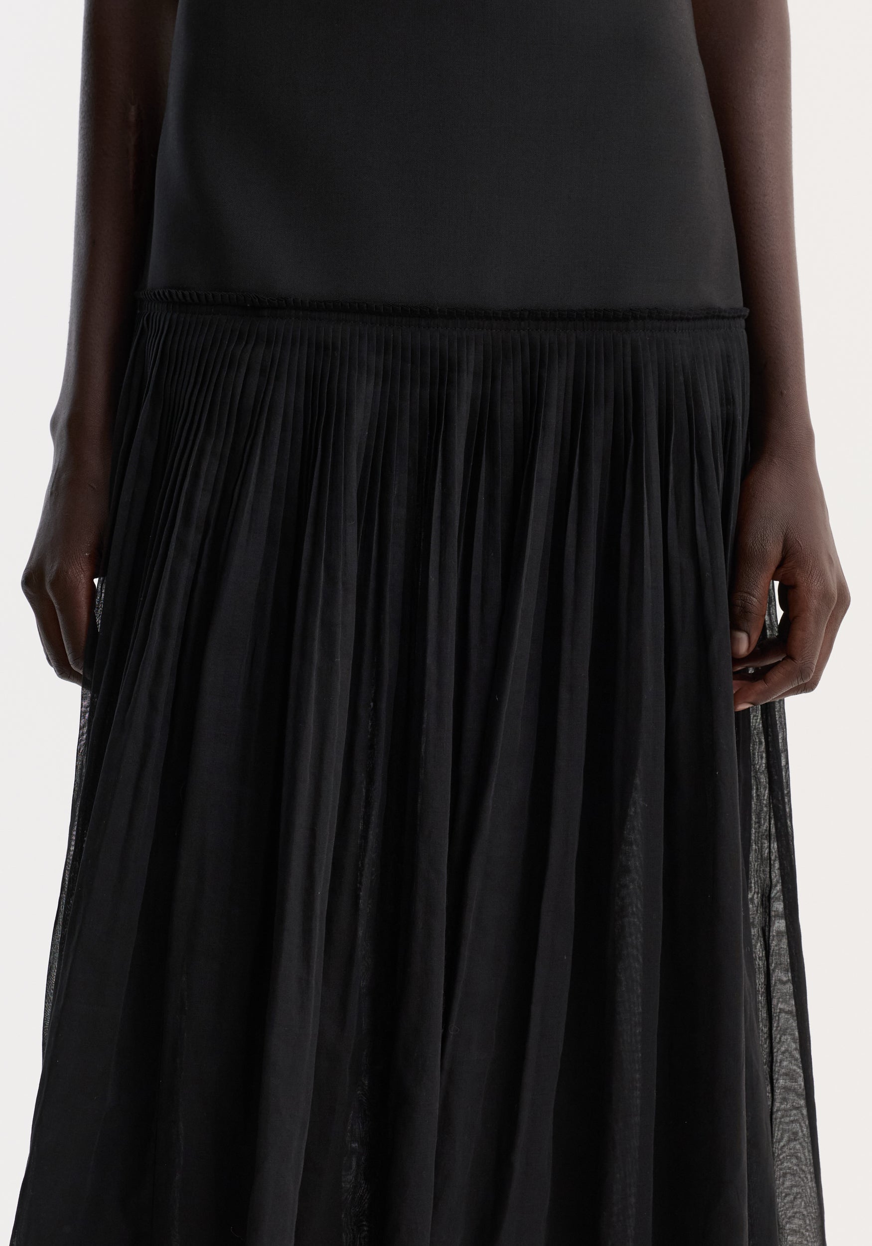 Rohe-Pleated Muslin Halter Dress - Black-Dresses-Boboli-Vancouver-Canada