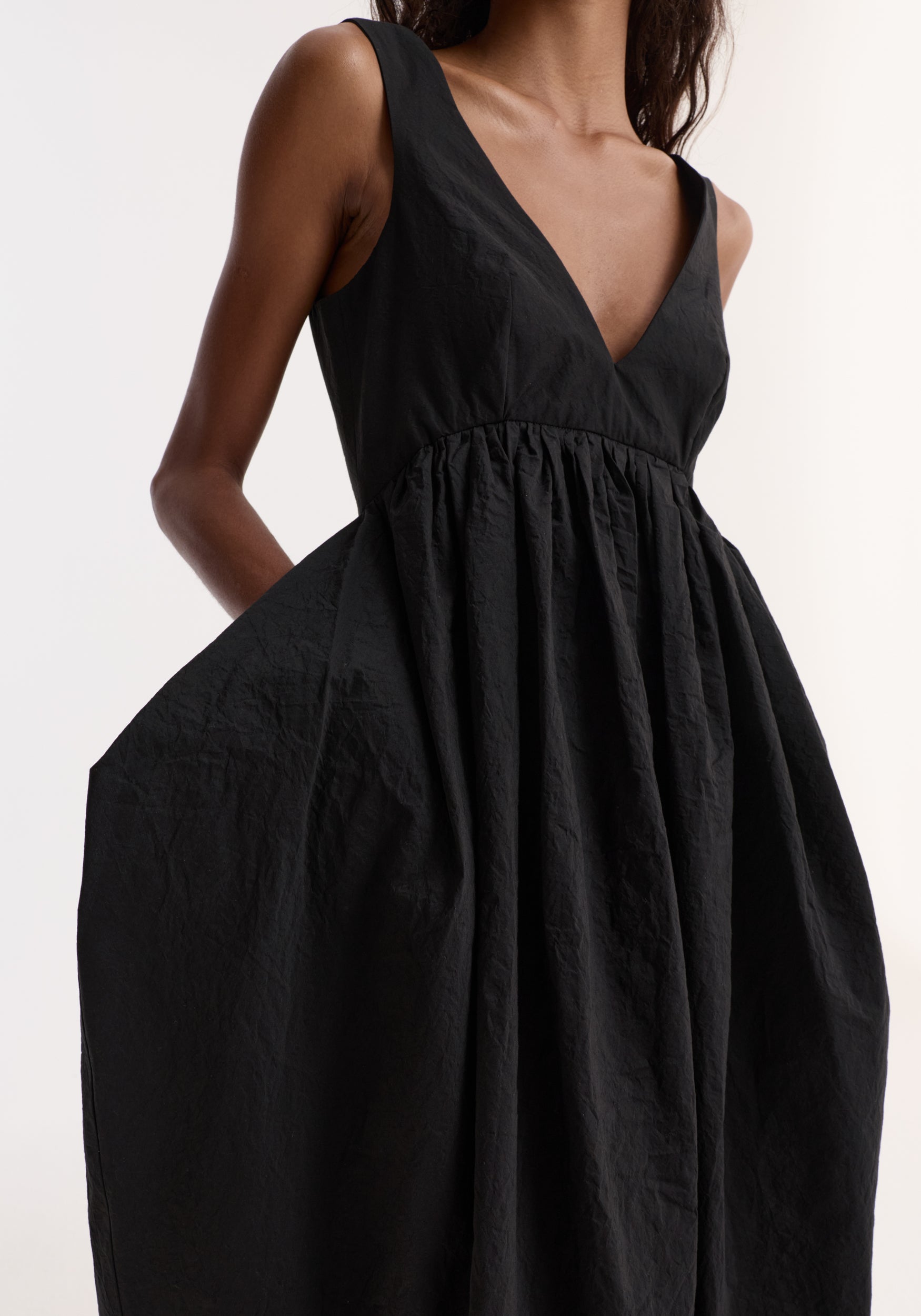 Rohe-Sculptural Textured Cotton Dress - Black-Dresses-Boboli-Vancouver-Canada