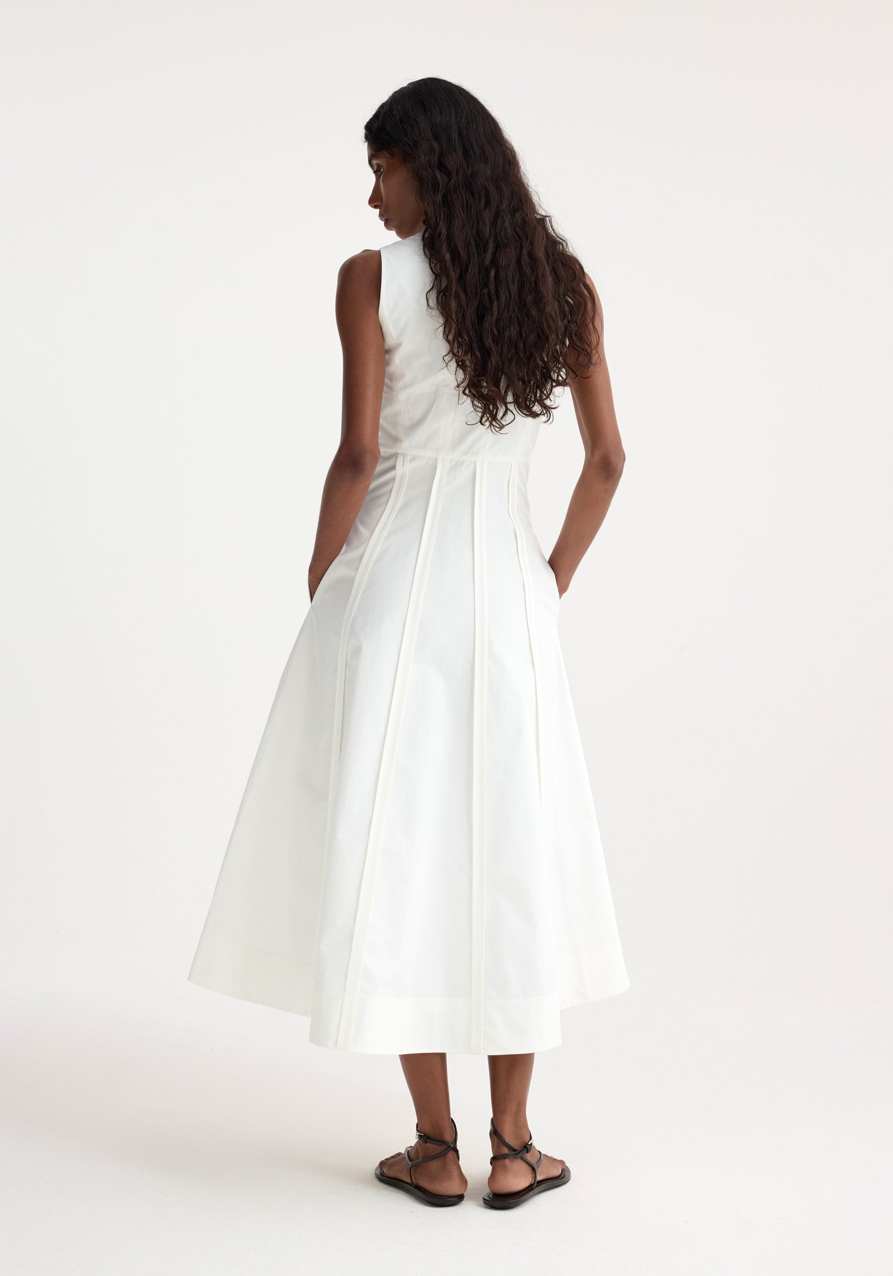 Sculptural Waisted Poplin Dress - Optic White