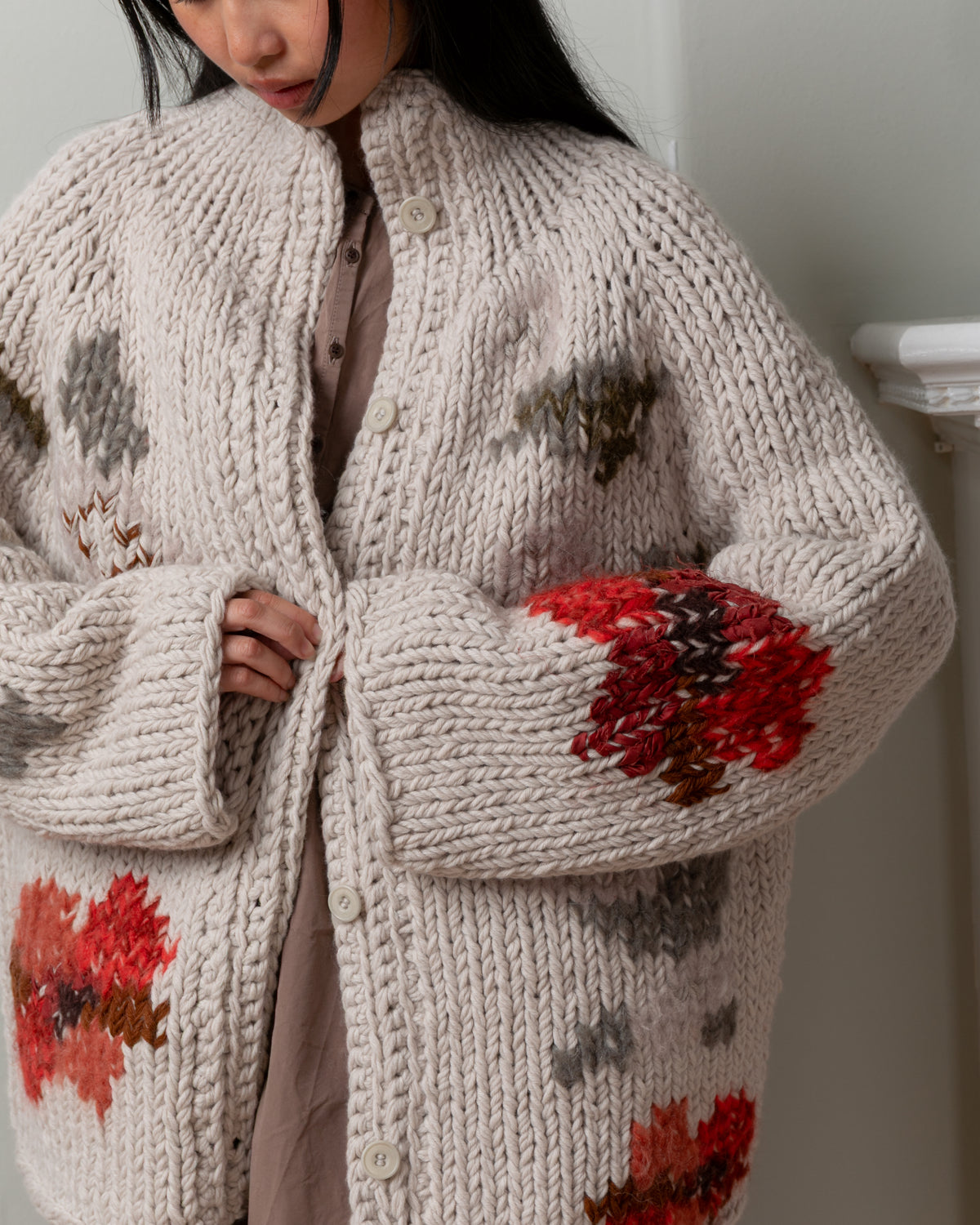 Flora Chunky Cardigan - Light Grey