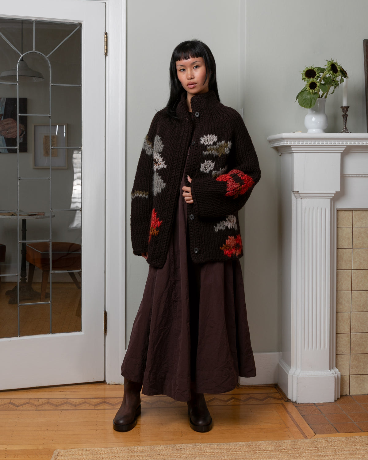 Flora Chunky Cardigan - Ebony