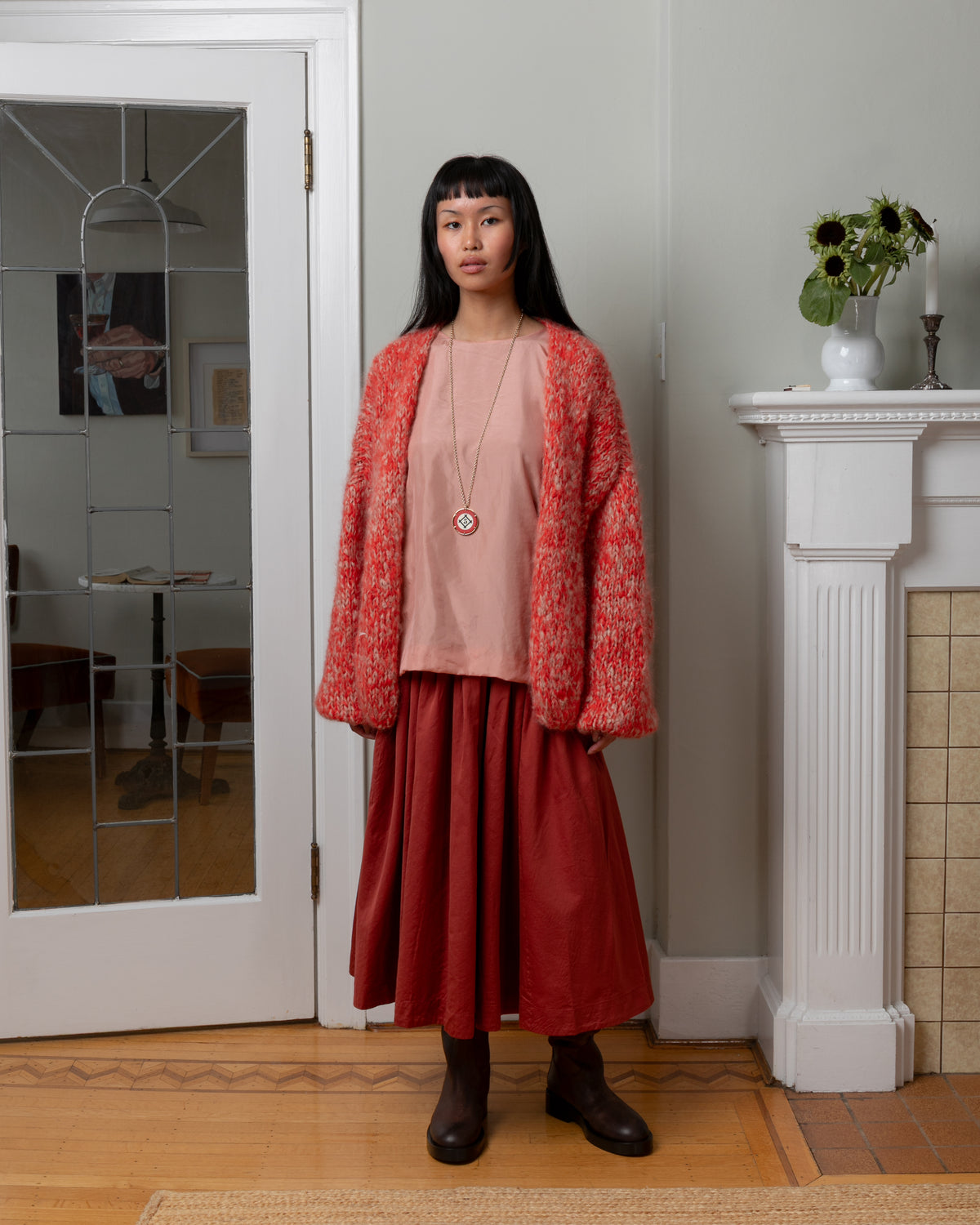 Short Cardigan - Ecru/Corail