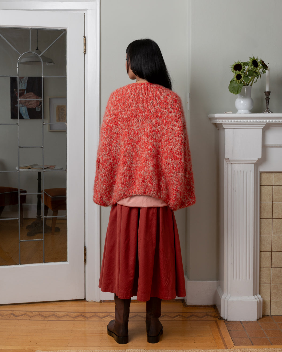 Short Cardigan - Ecru/Corail