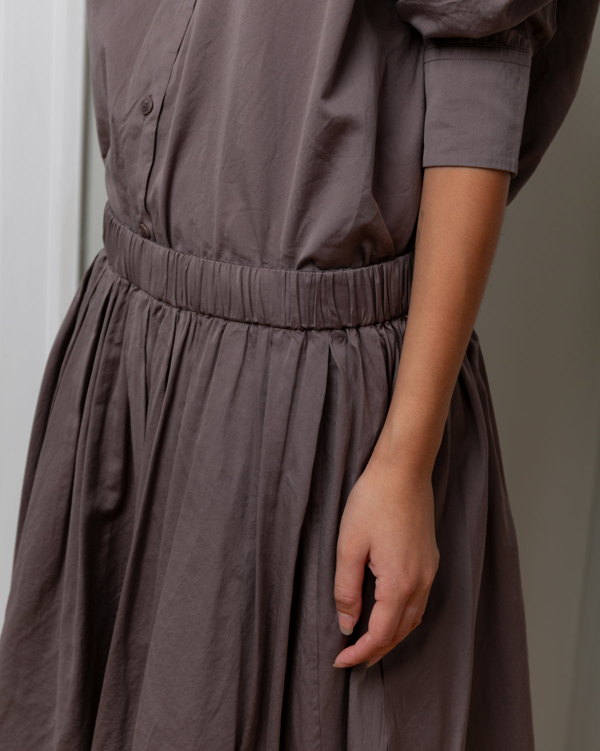 Casey Casey-Bb Pleat Twill Cotton Silk Skirt - Clay-Skirts-Boboli-Vancouver-Canada