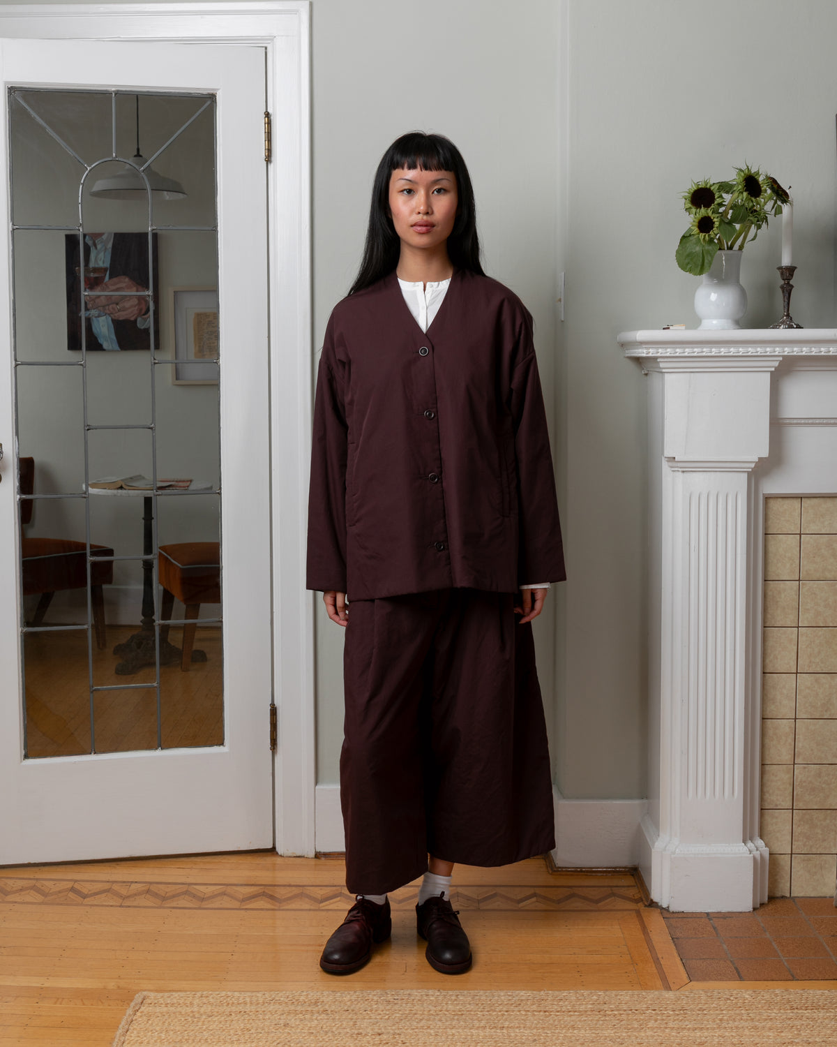 Juliane Chalk Poplin Jacket - Ebony