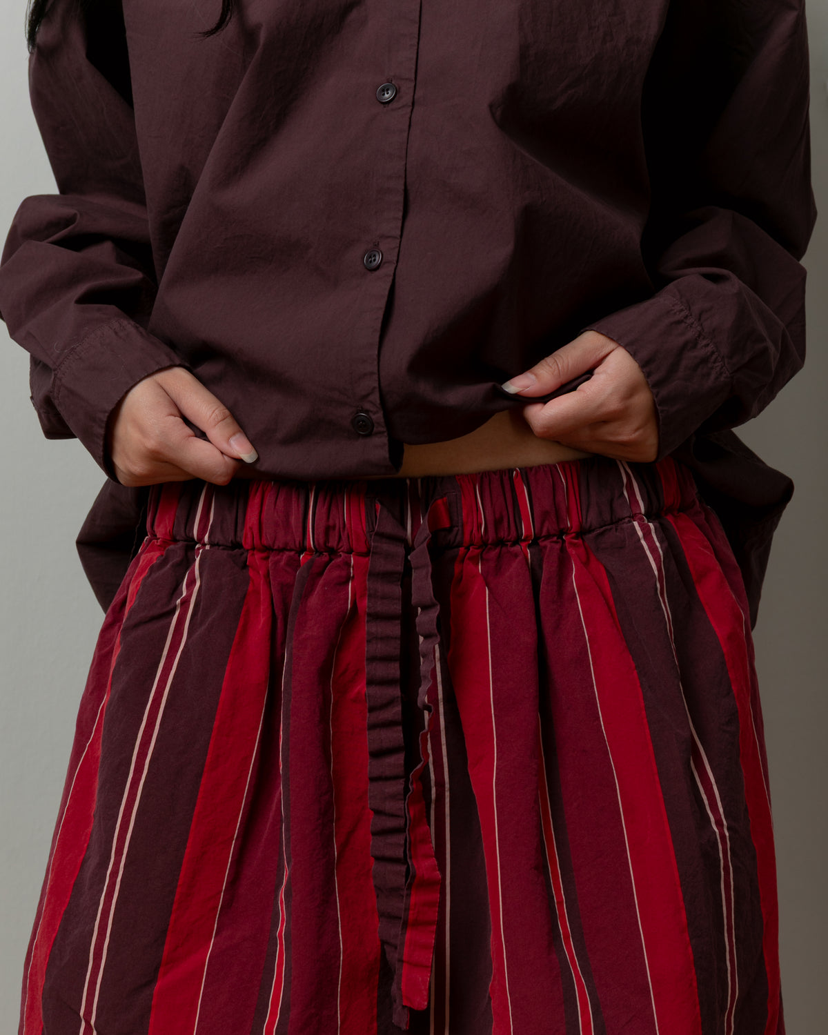 Jennie Paper Cotton Skirt - Reds Stripes