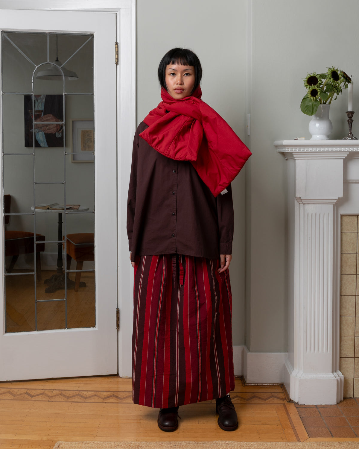 Julianne Chalk Poplin Scarve - Garnet