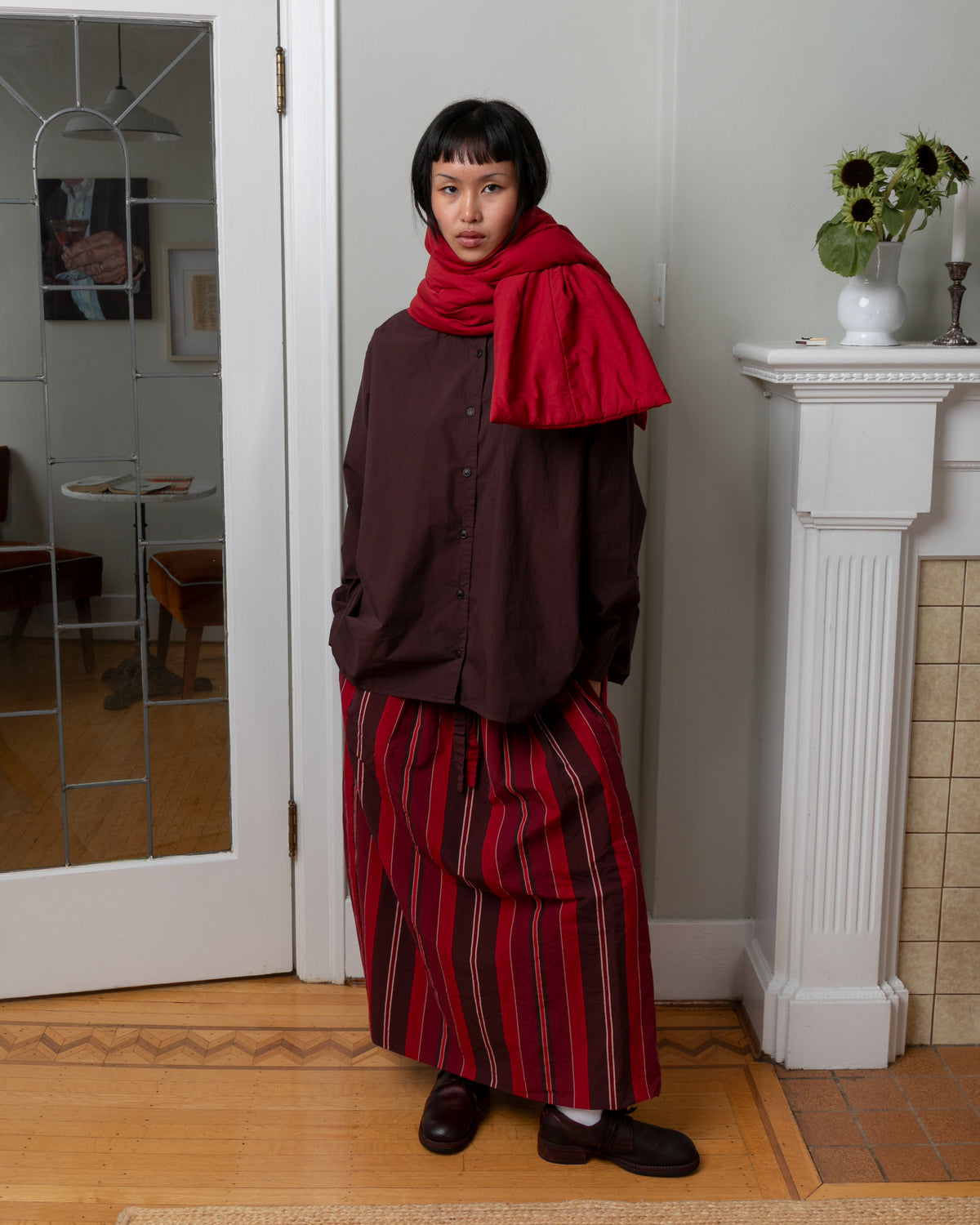 Julianne Chalk Poplin Scarve - Garnet