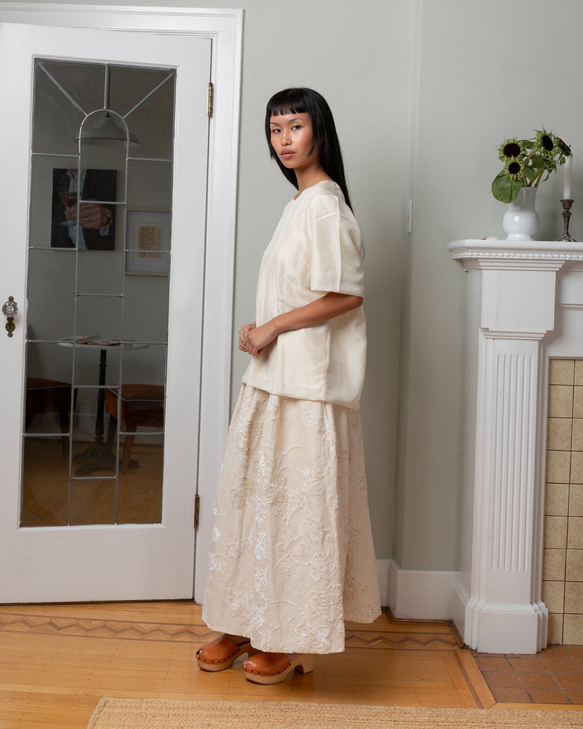 Casey Casey-Ghosty Jacquard Skirt - Natural-Skirts-Boboli-Vancouver-Canada