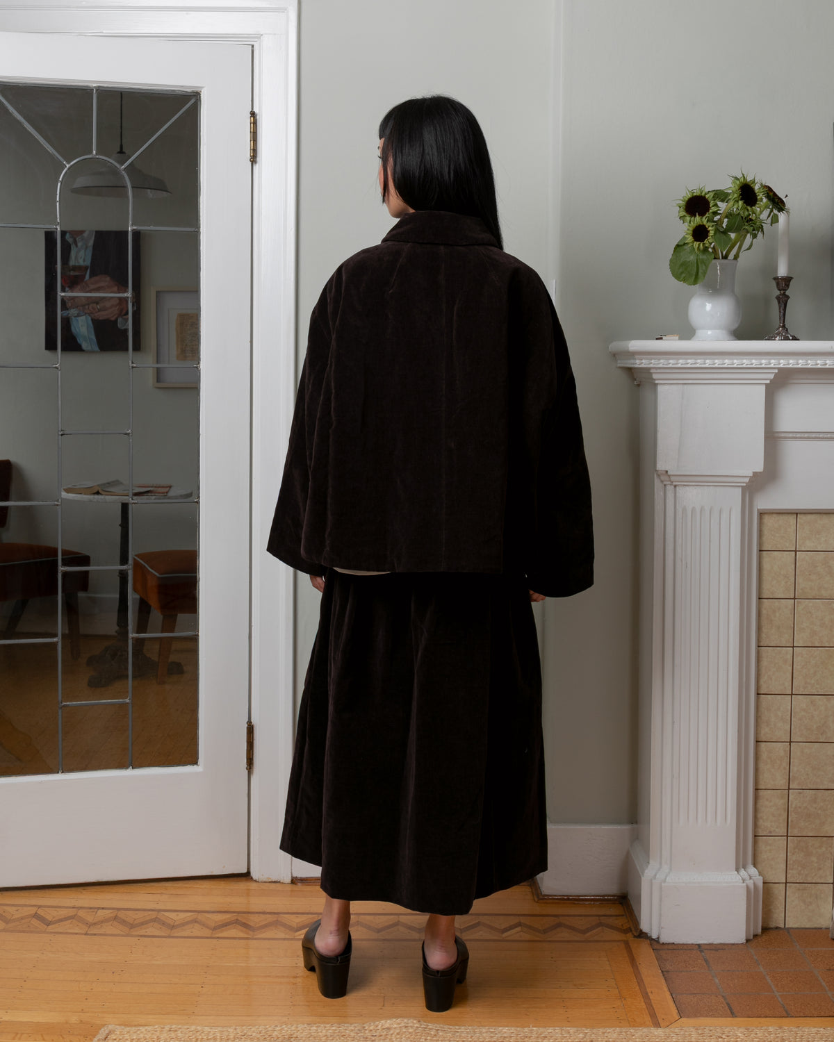 Drays Mid Velvet Jacket - Dark Brown