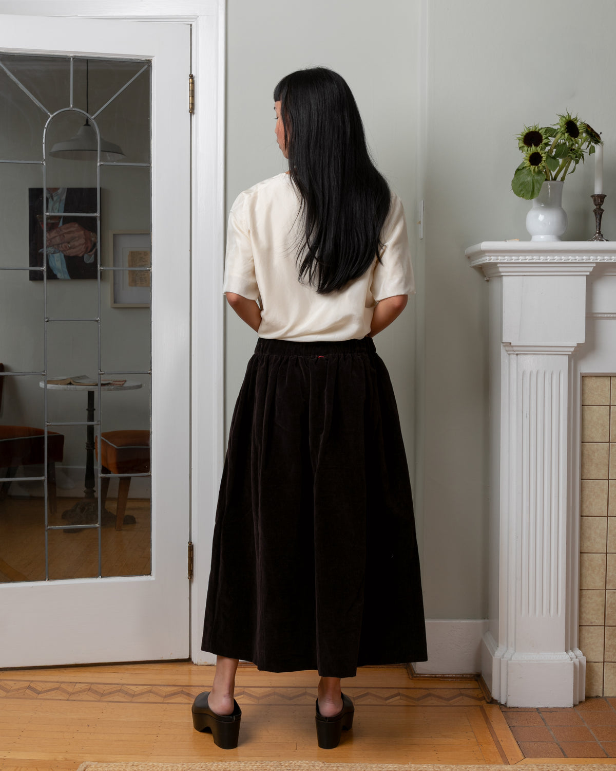 Casey Casey-Ghosty Mid Velvet Skirt - Dark Brown-Skirts-Boboli-Vancouver-Canada