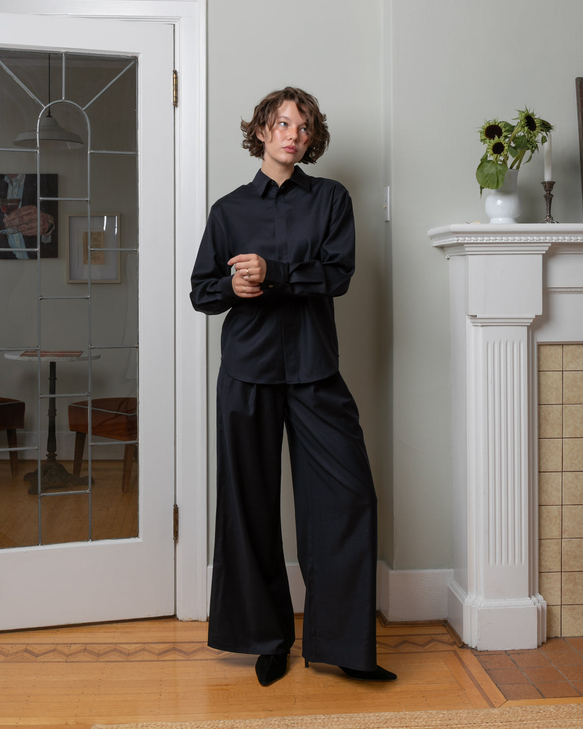 Wool Twill Easy Shirt - Navy