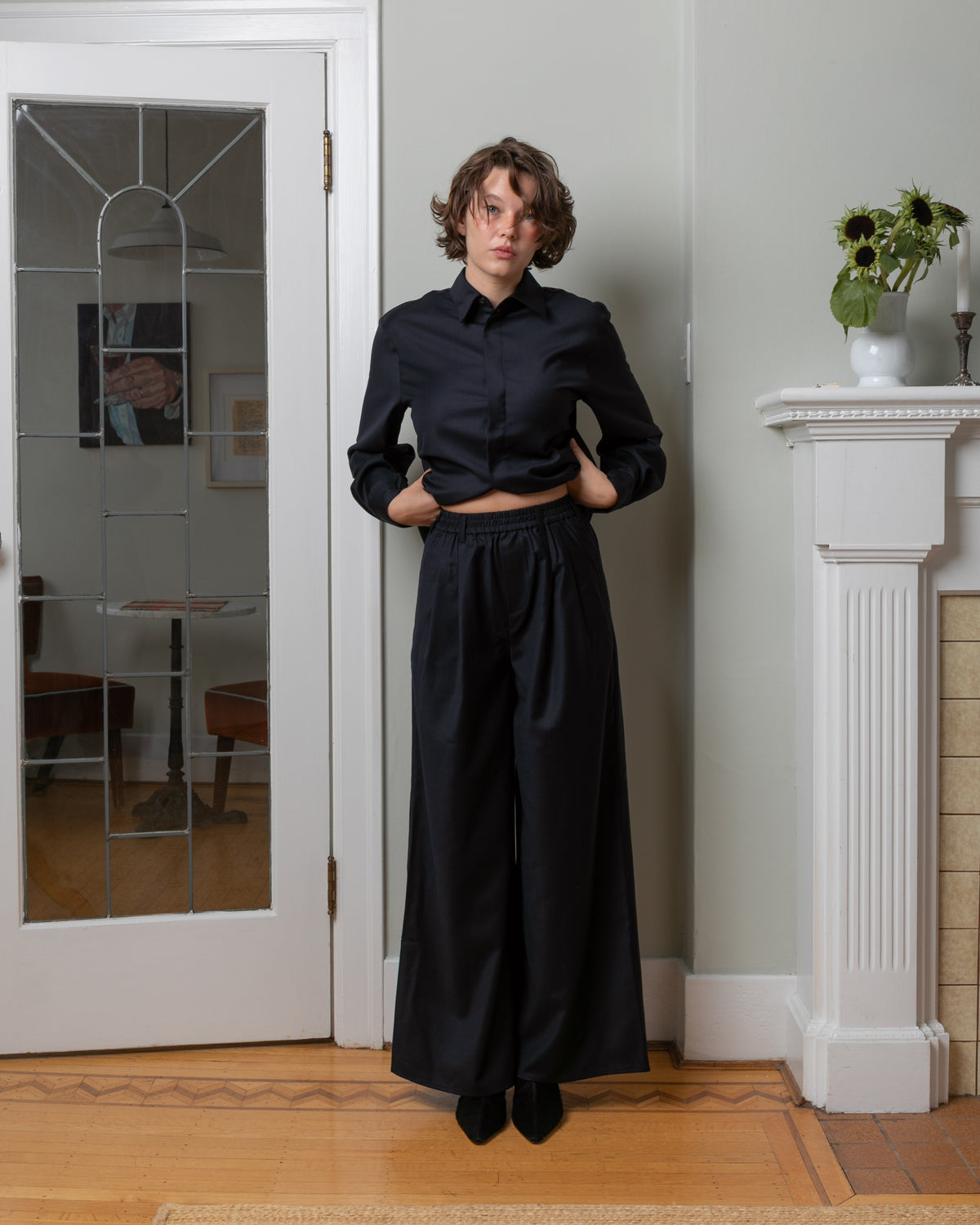 Wool Easy Pants - Navy