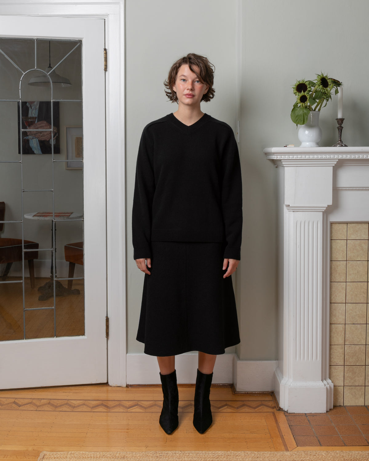 Vis A Vis-Wool Cashmere V-Neck Sweater - Black-Sweaters-Boboli-Vancouver-Canada