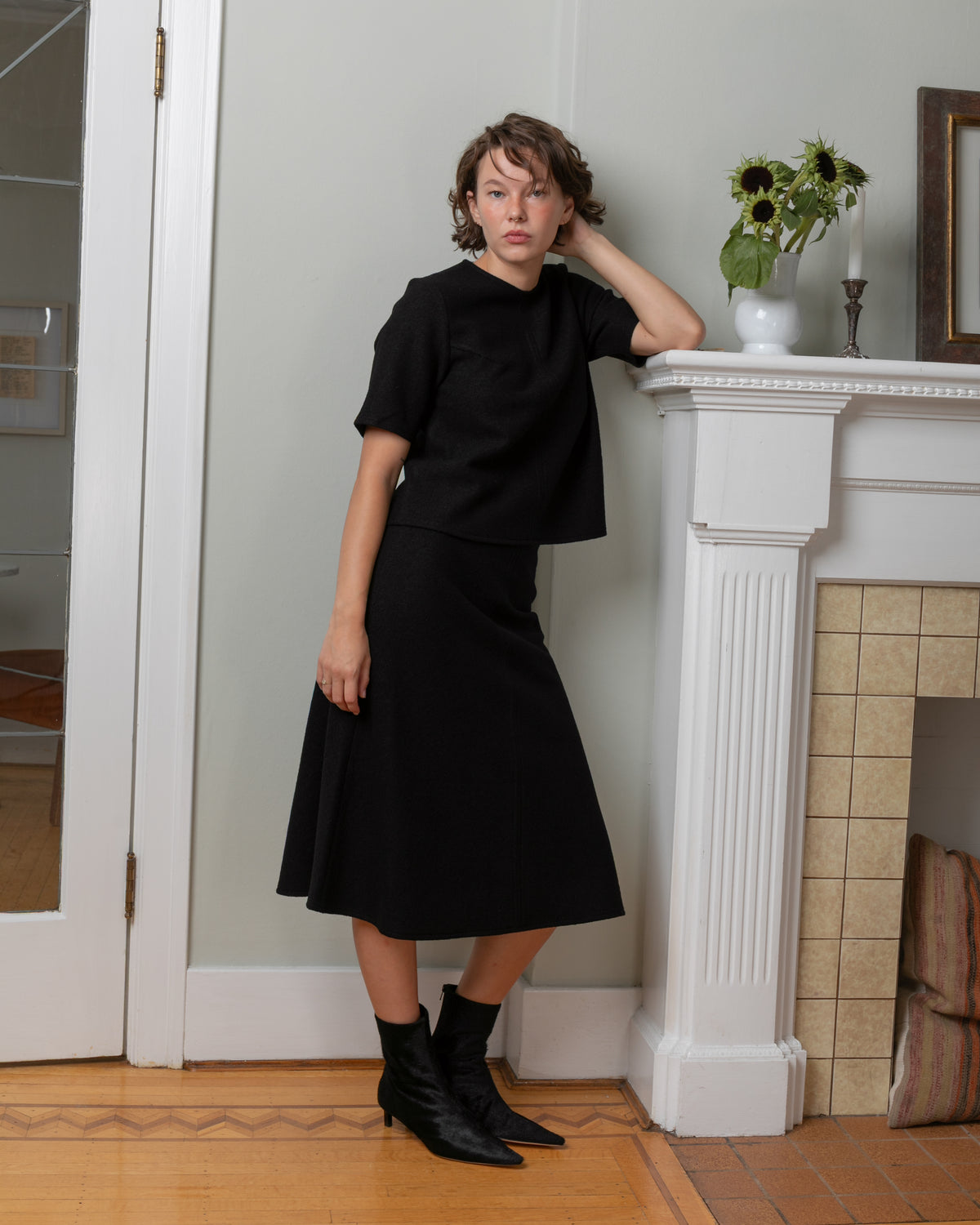 Vis A Vis-Compressed Yarn Skirt - Black-Skirts-Boboli-Vancouver-Canada