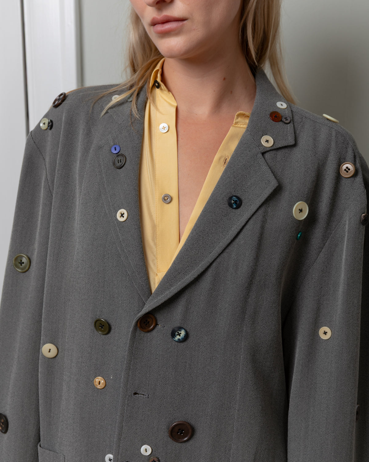Mixed Button Cowell Jacket - Granite
