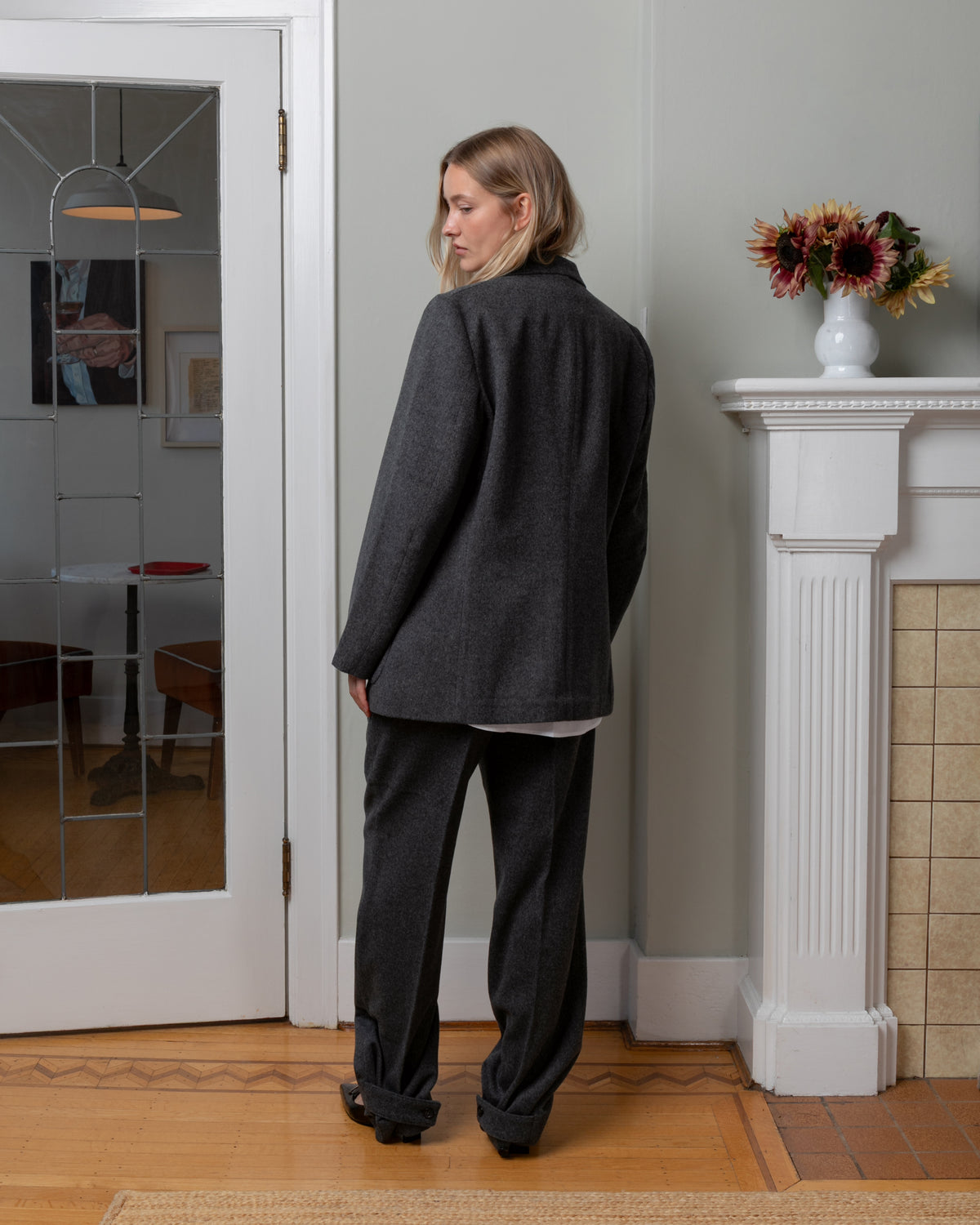 Bare-Blazer Unisex With Leather Press Buttons - Charcoal-Blazers-Boboli-Vancouver-Canada