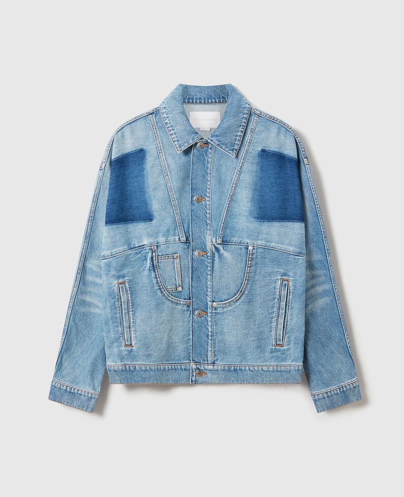 Stella McCartney-Deconstructed Denim Jacket - Mid Blue-Jackets-Boboli-Vancouver-Canada