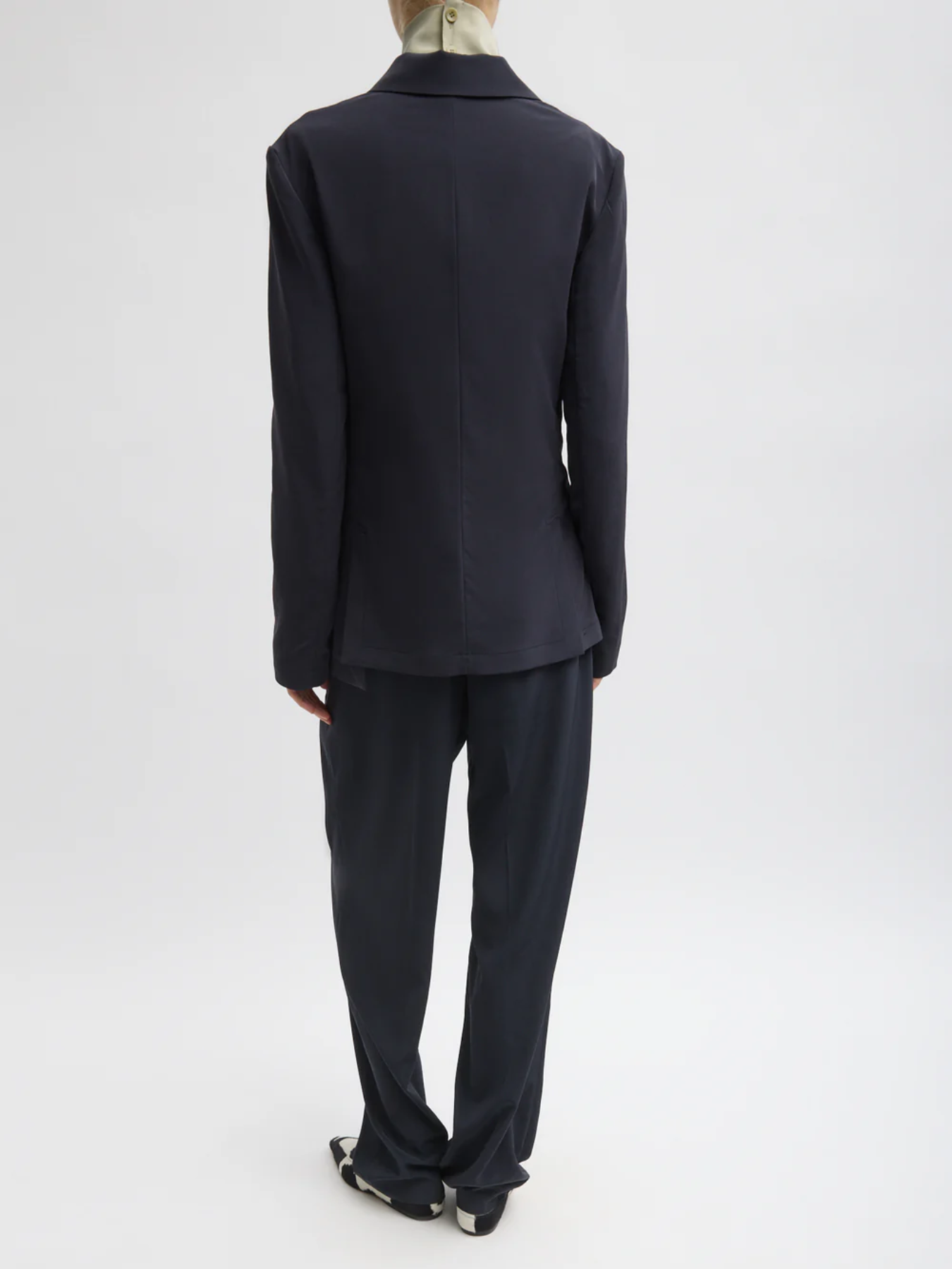 Tibi-Relaxed Suiting Asymmetrical Wrap Blazer - Navy-Blazers-Boboli-Vancouver-Canada