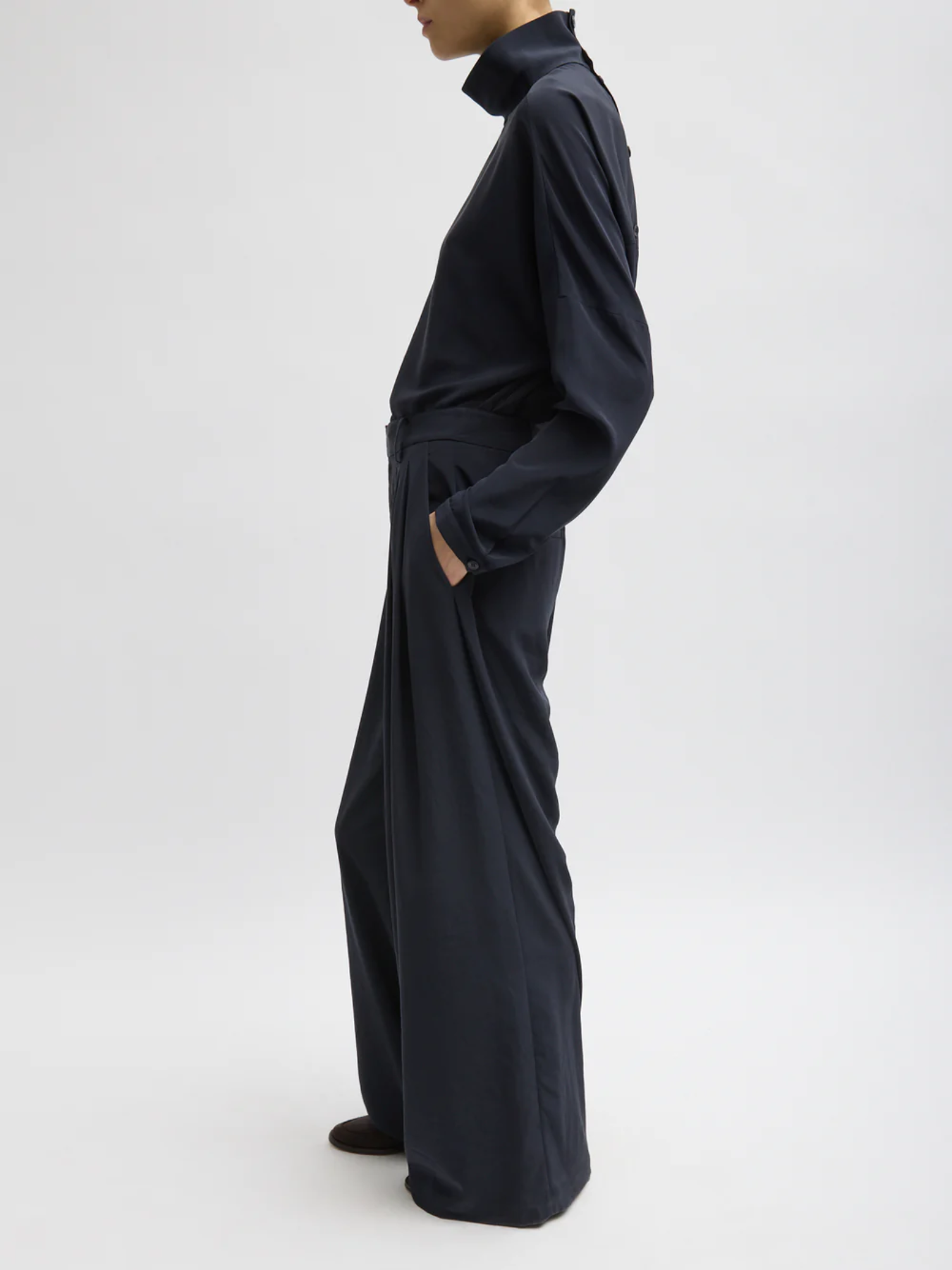 Tibi-Relaxed Suiting Triple Pleat Pant - Navy-Pants-Boboli-Vancouver-Canada
