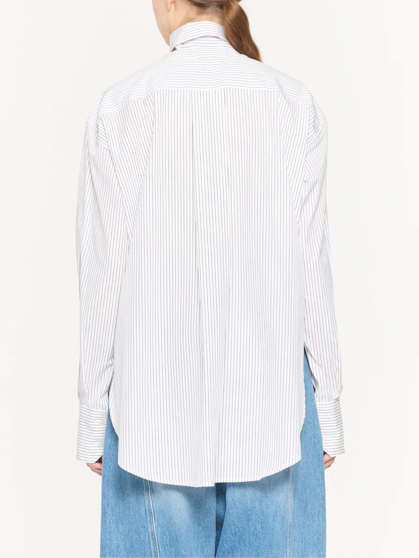 Plan C-Striped Cotton Shirt w/Scarf - Brown/White Stripe-Shirts-Boboli-Vancouver-Canada