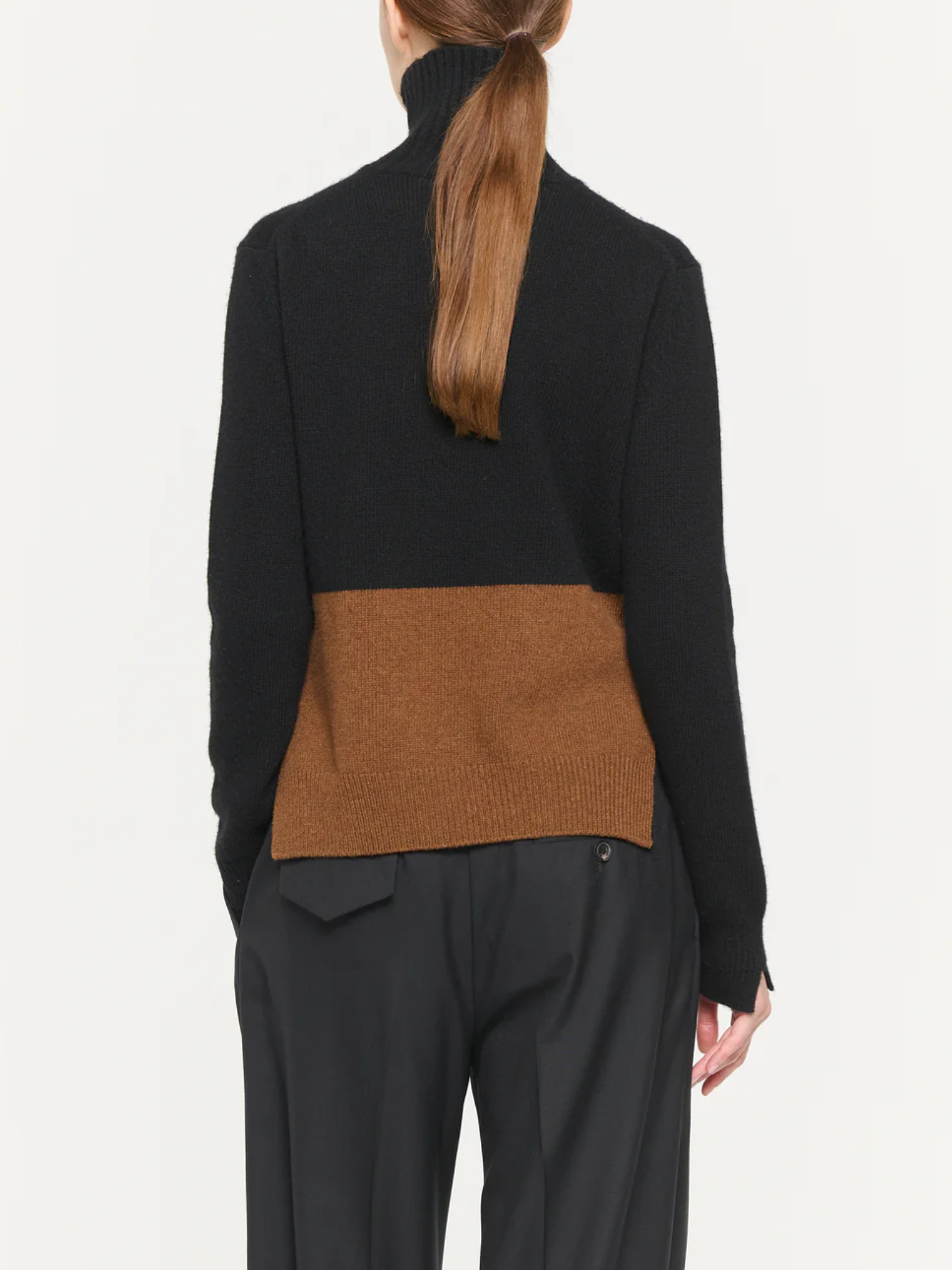 Plan C-Cashmere Turtleneck Sweater - Burgundy/Black-Sweaters-Boboli-Vancouver-Canada
