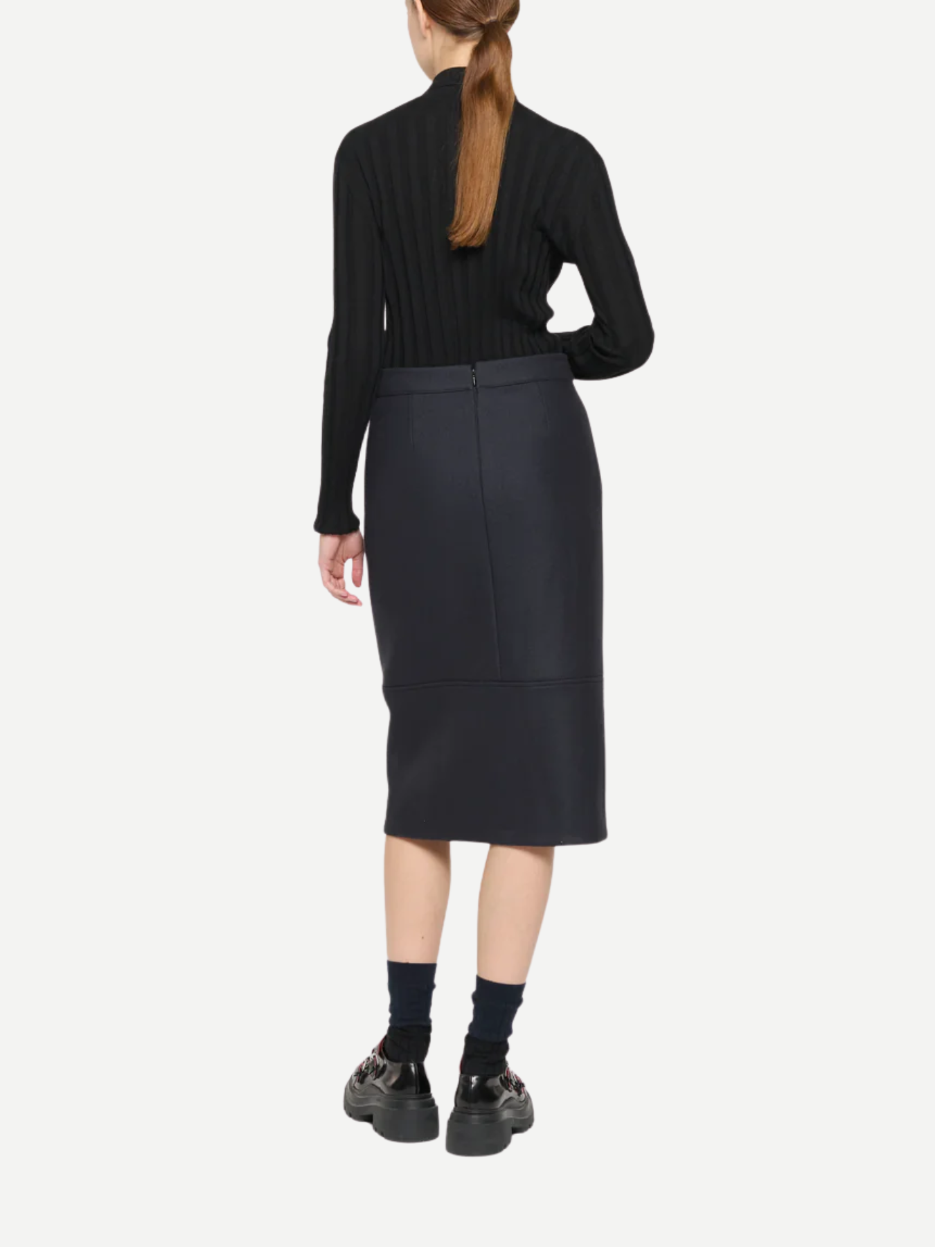 Plan C-Wool Midi Skirt w/Sequins - Blue Black-Skirts-Boboli-Vancouver-Canada