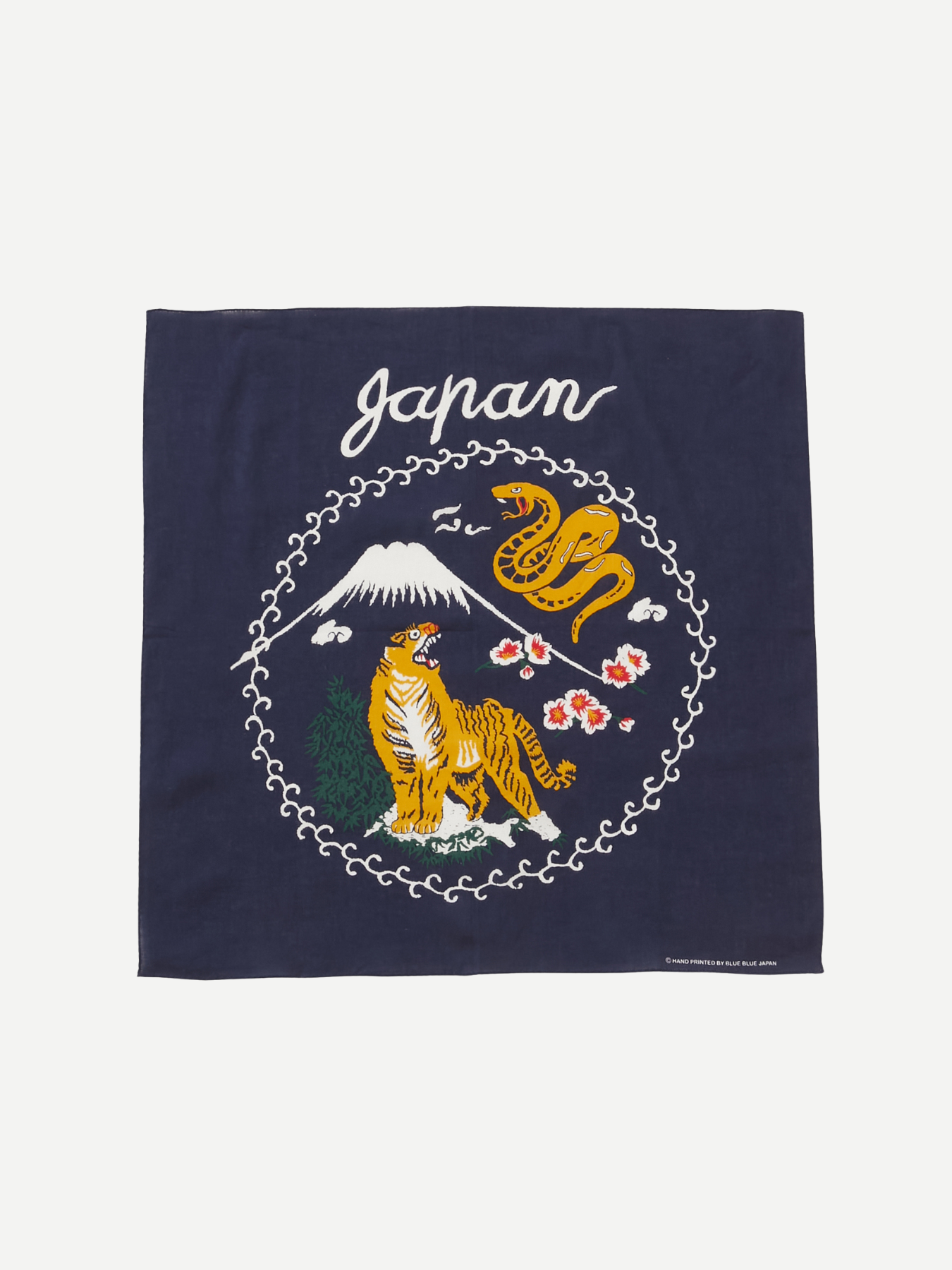 Blue Blue Japan-Unisex Woven Tora Ni Fuji Bandana - Dark Navy-Accessories-Boboli-Vancouver-Canada